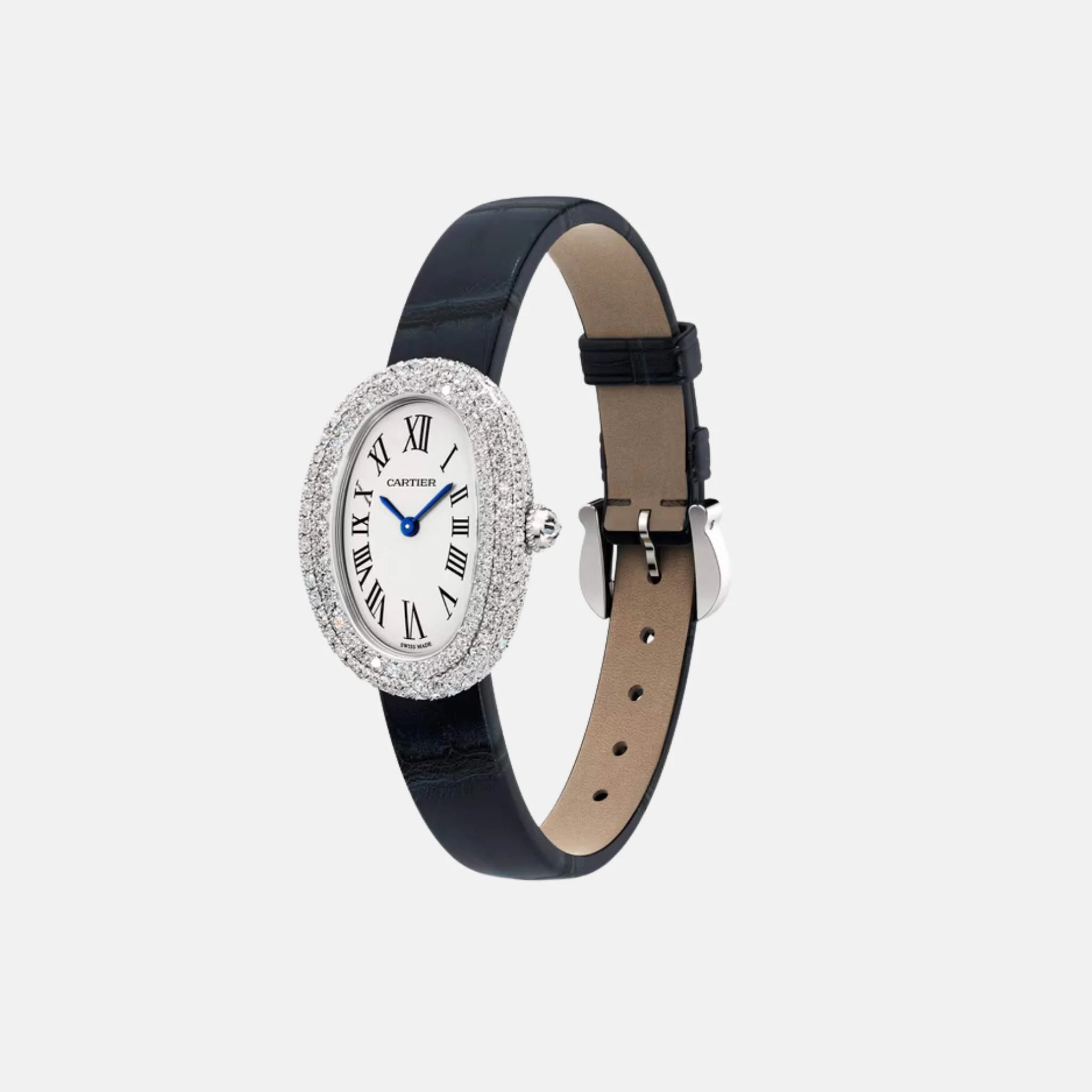 Cartier Baignoire Small 18K White Gold Diamond Set WJBA0049, Strap