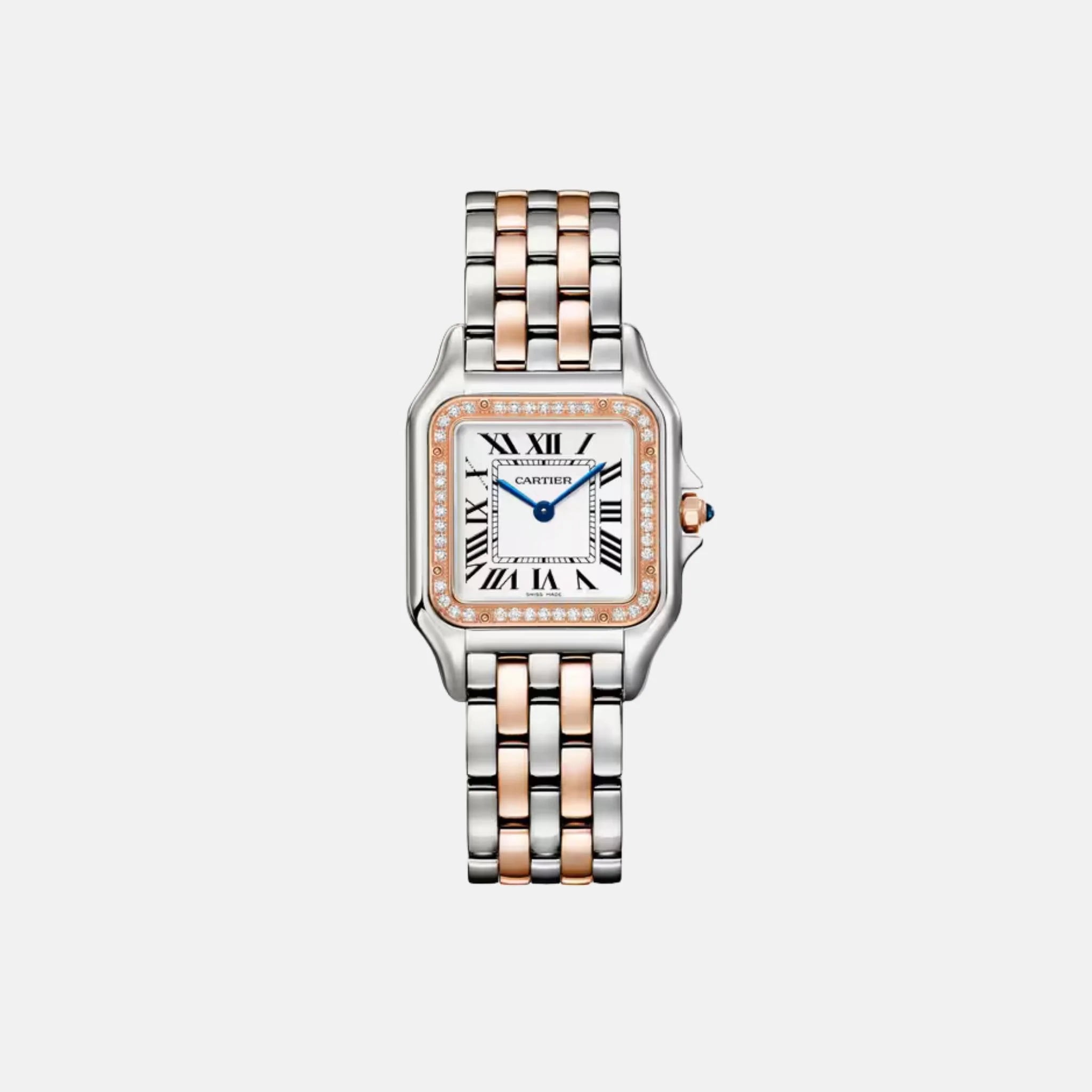 Cartier Panthere Medium Model Rose Gold Steel Diamond Bezel W3PN0010