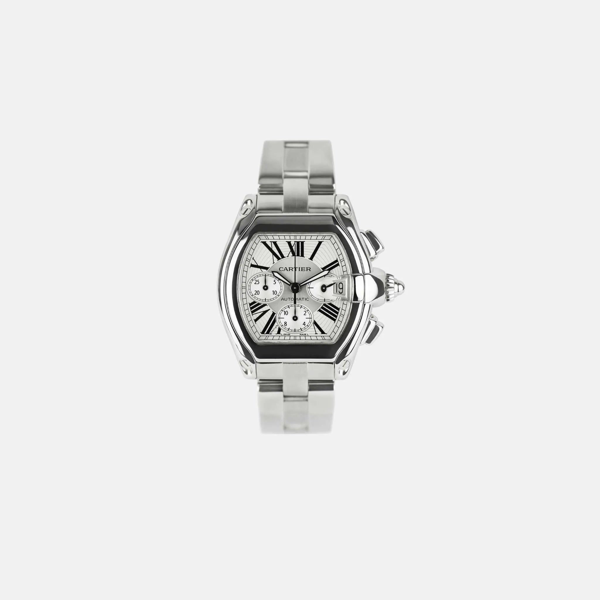 Cartier Roadster Xl Chronograph Stainless Steel Sliver 43x48mm ref:2618, Front