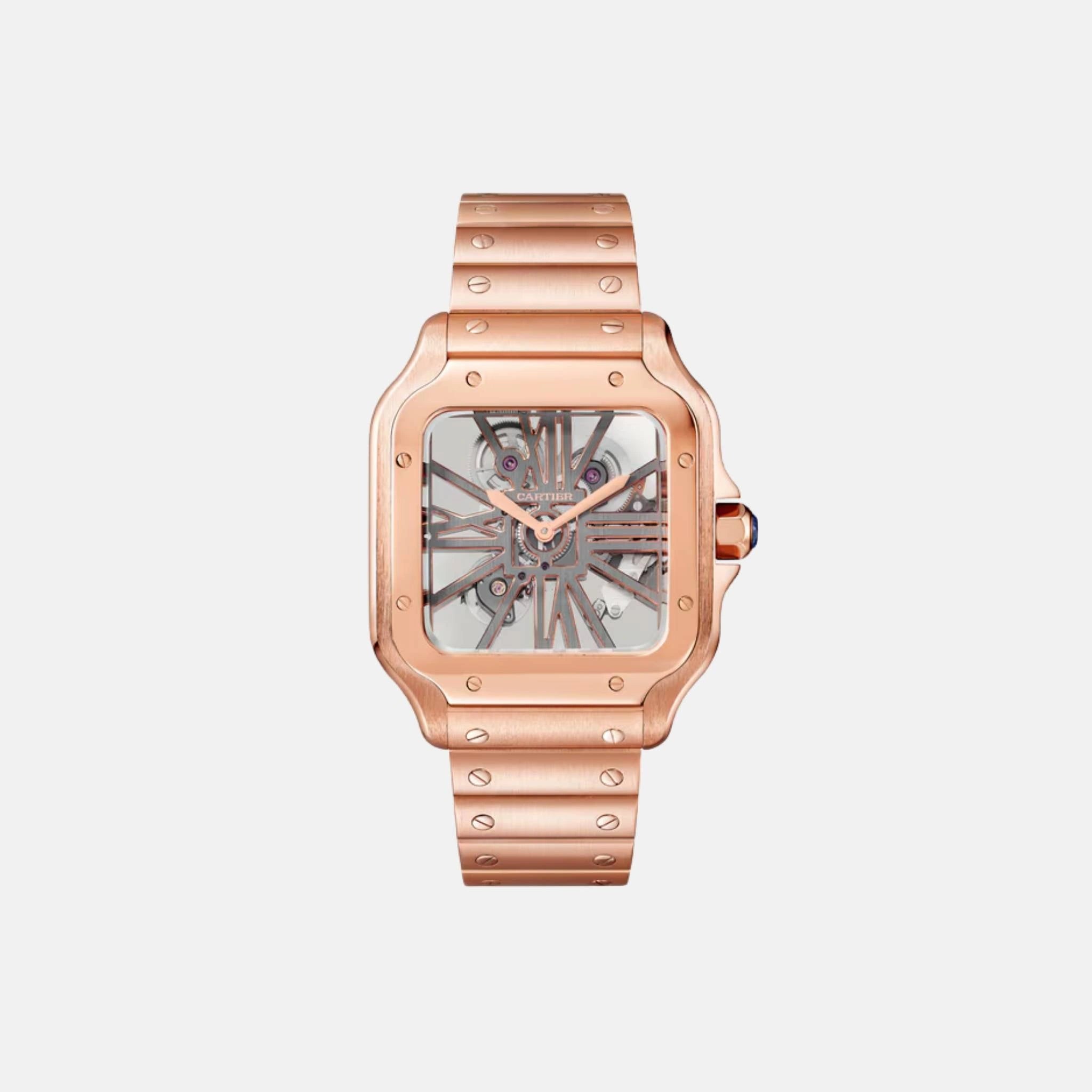 Cartier Santos Skeleton Large Model 18K Rose Gold WHSA0016, Front