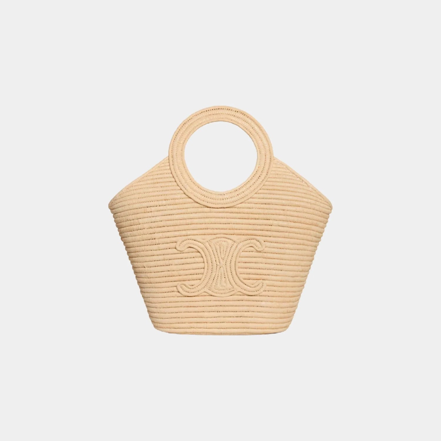 Celine Braided Panier in Raffia, Natural, Front