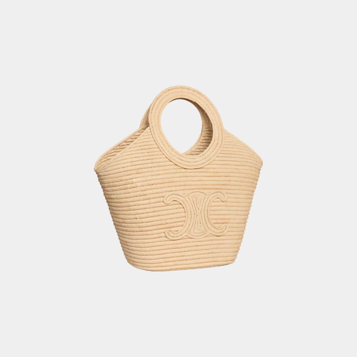 Celine Braided Panier in Raffia, Natural, Side