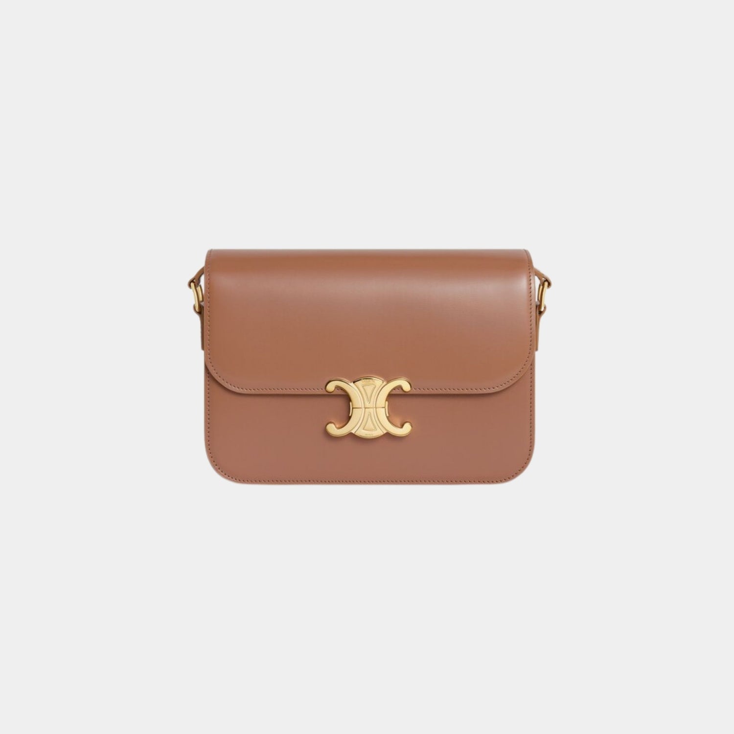 Celine Classique Triomphe Bag In Shiny Calfskin Handbag, Bronze