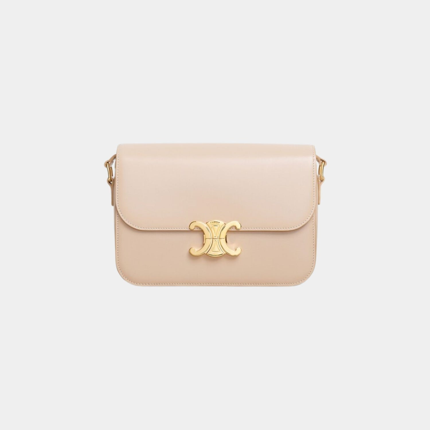 Celine Classique Triomphe Bag In Shiny Calfskin Handbag, Nude