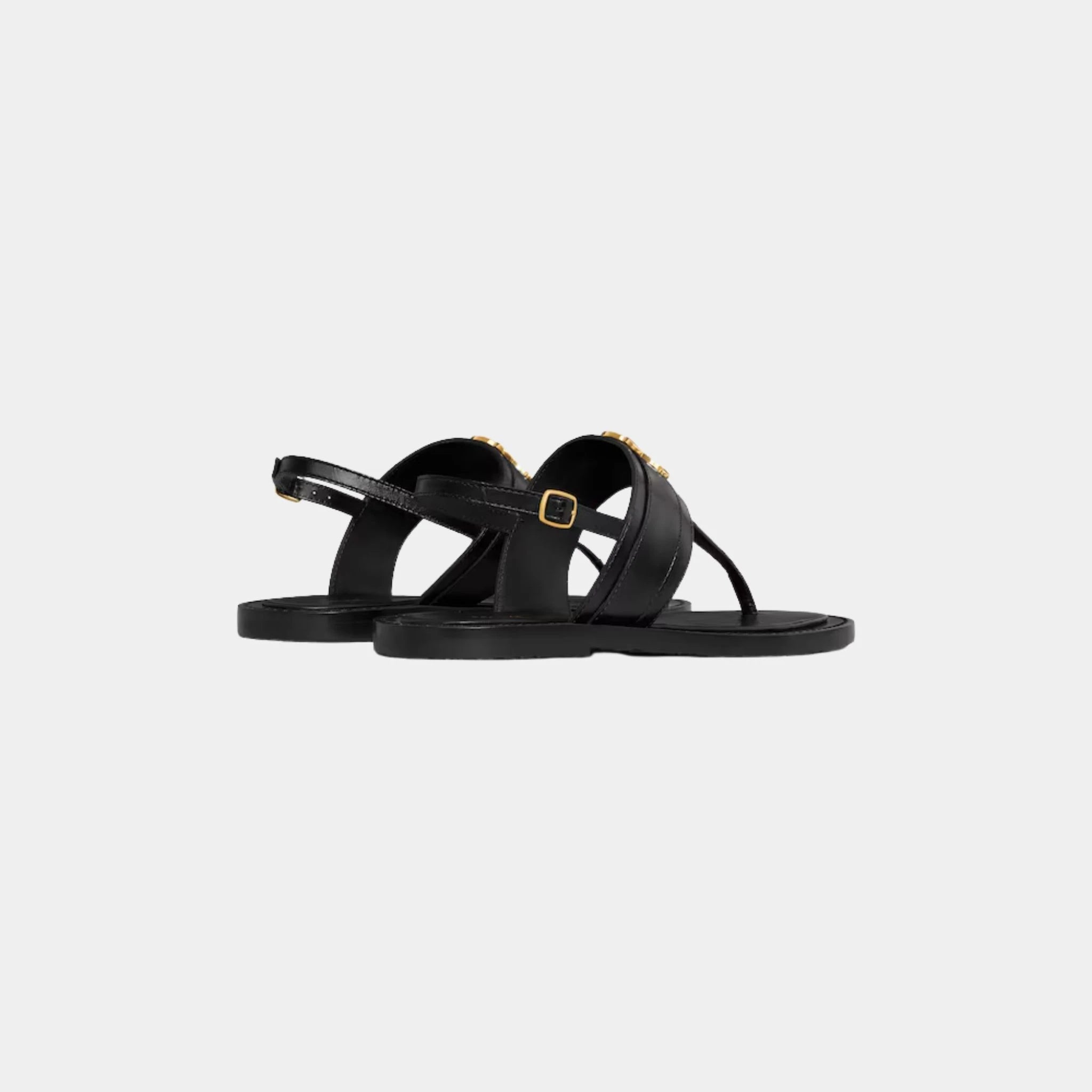 Celine Lympia Triomphe Thong in Calfskin, Black, Back