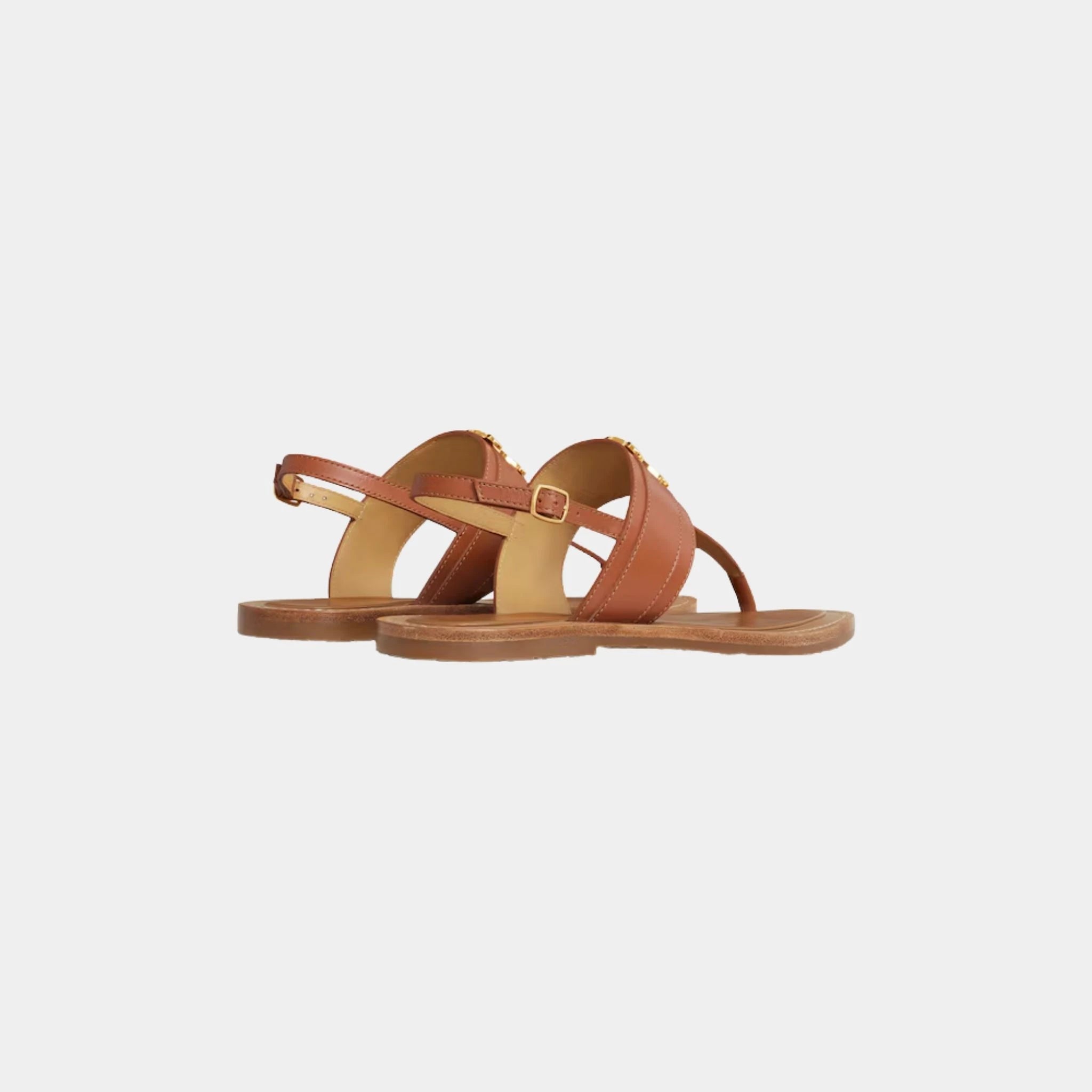 Celine Lympia Triomphe Thong in Calfskin, Tan, Back