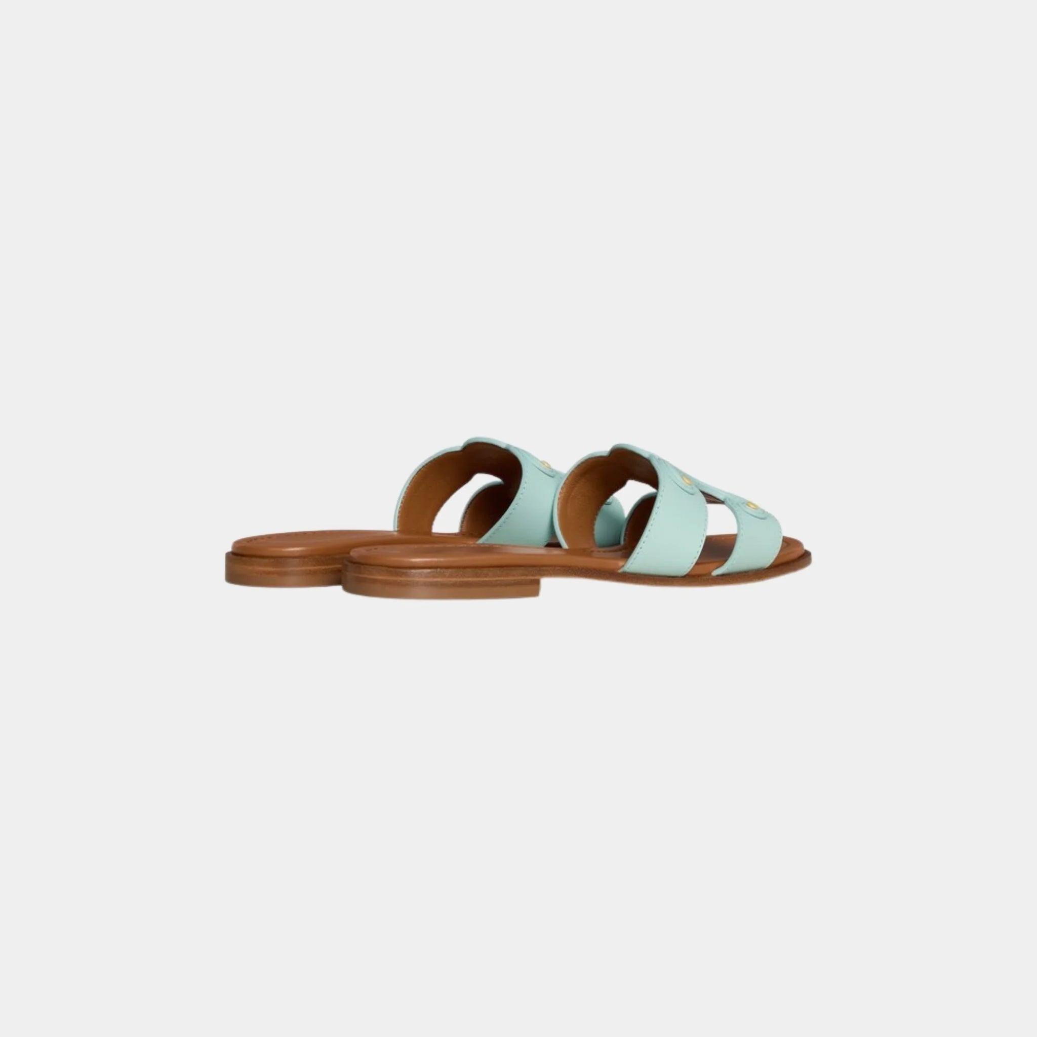 Celine Marina Mule in Calfskin, Light Acqua, Back