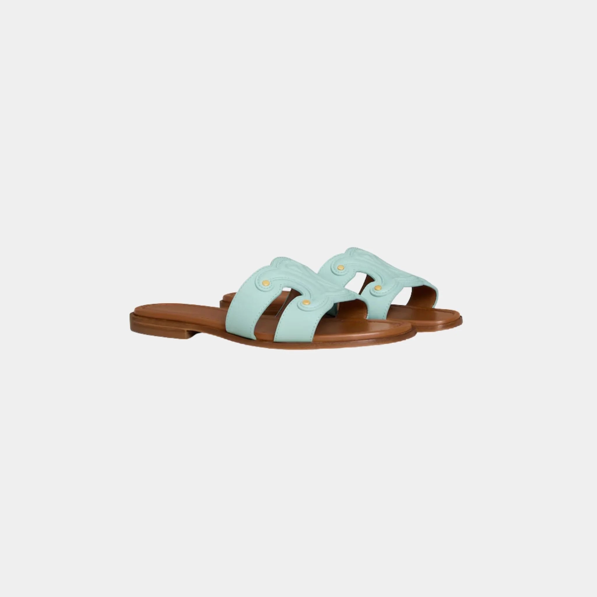 Celine Marina Mule in Calfskin, Light Acqua, Front