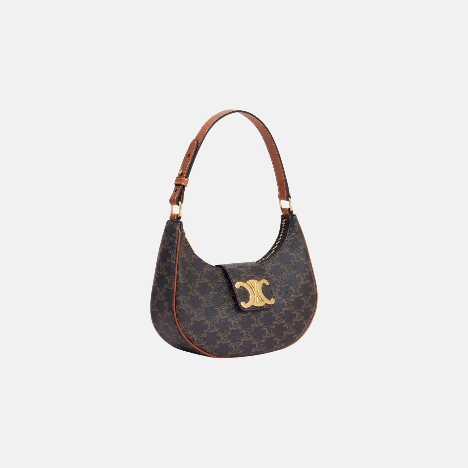 Celine Medium Ava Triomphe Bag In Triomphe Canvas And Calfskin, Side