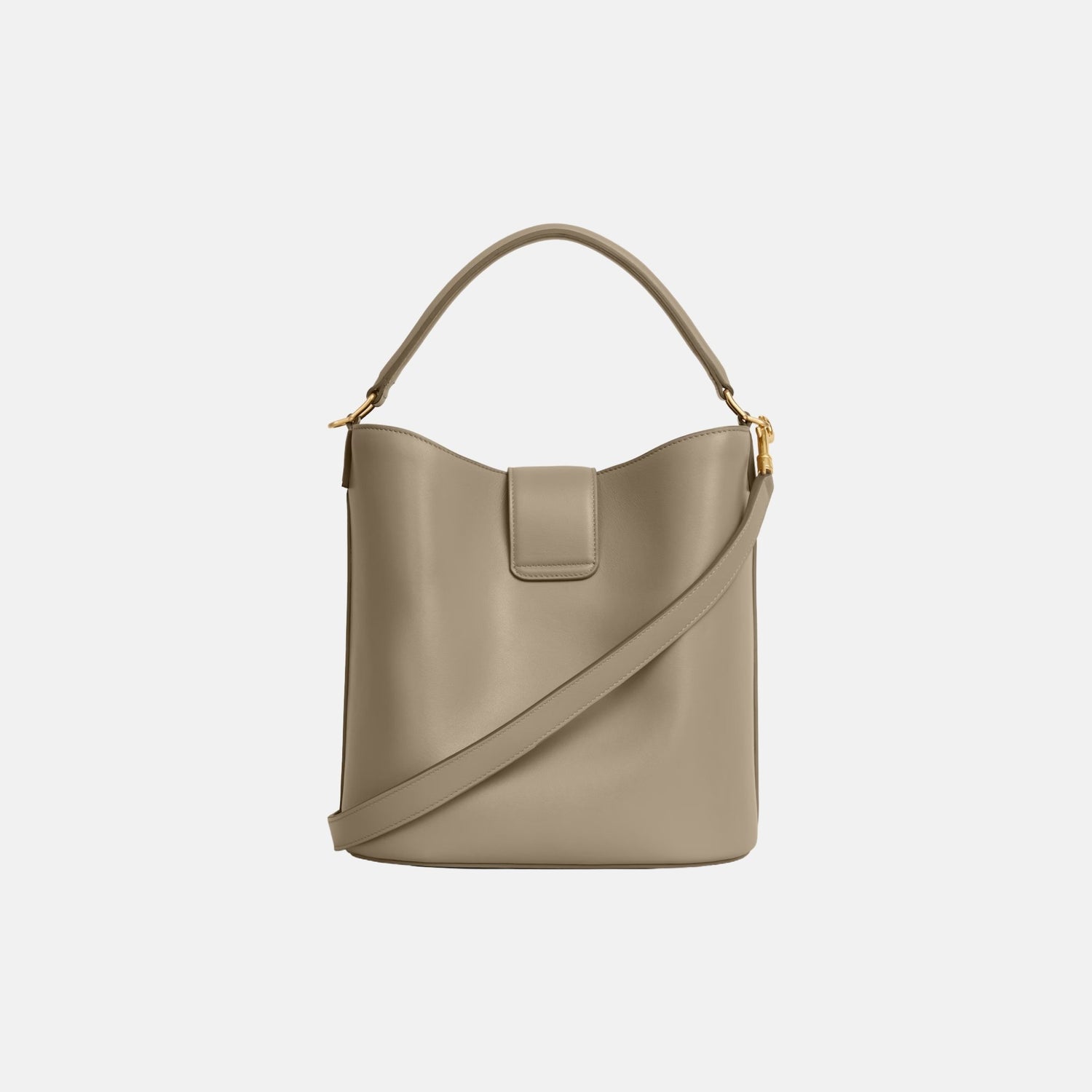 Celine Medium Bucket Louise in Smooth Calfskin, Taupe, Back