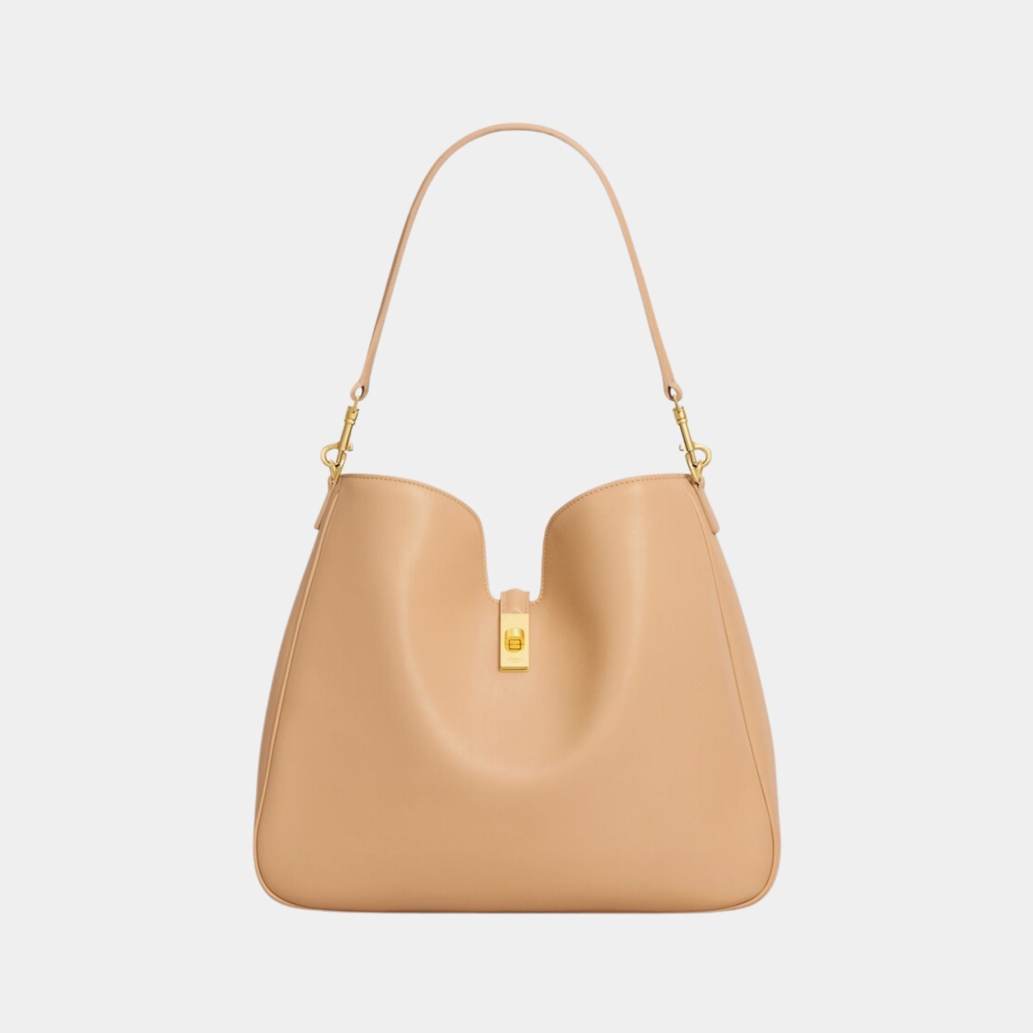 Celine Medium Camille 16 Soft Bag in Smooth Calfskin, Light Sand, Front