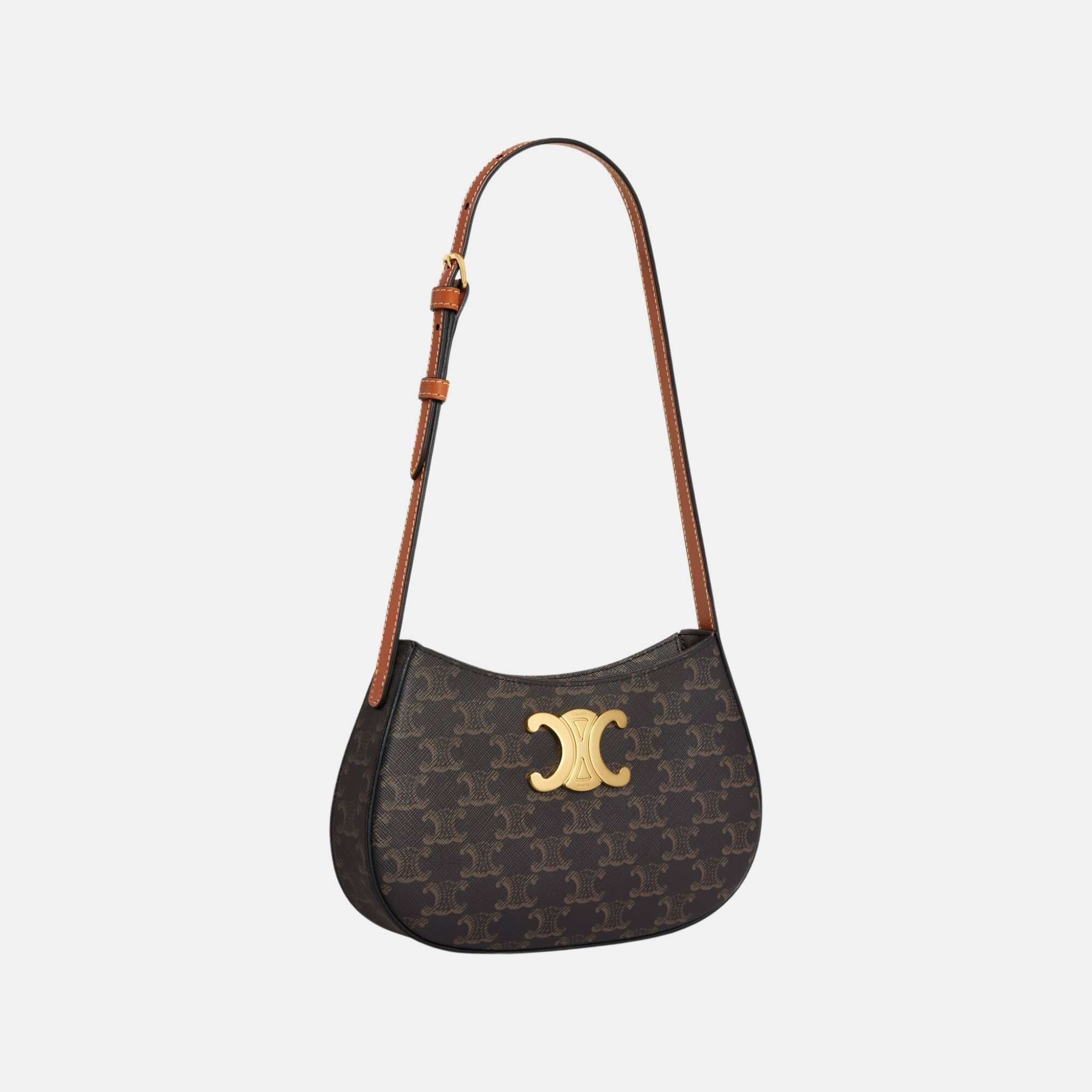 Celine Medium Tilly Bag In Triomphe Canvas And Calfskin, Side