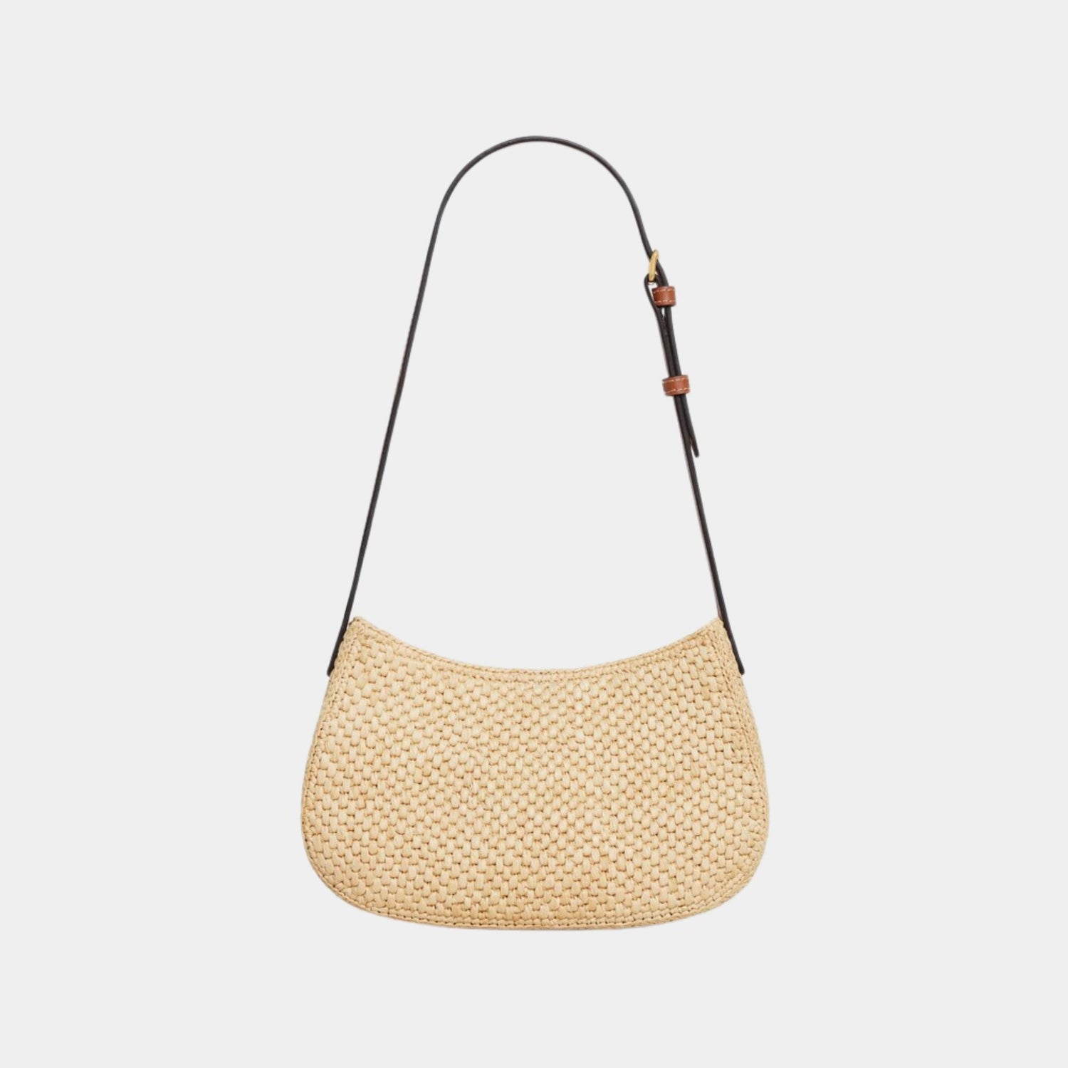 Celine Medium Tilly Bag in Raffia and Calfskin, Back