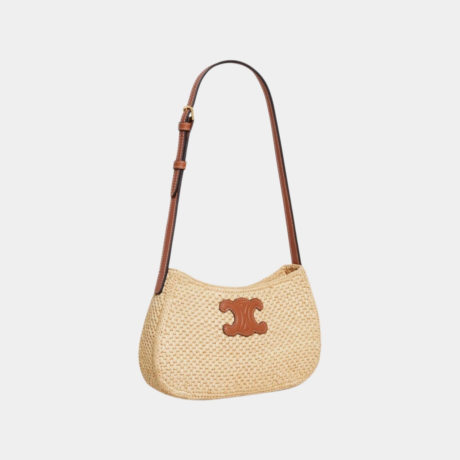 Celine Medium Tilly Bag in Raffia and Calfskin, Side