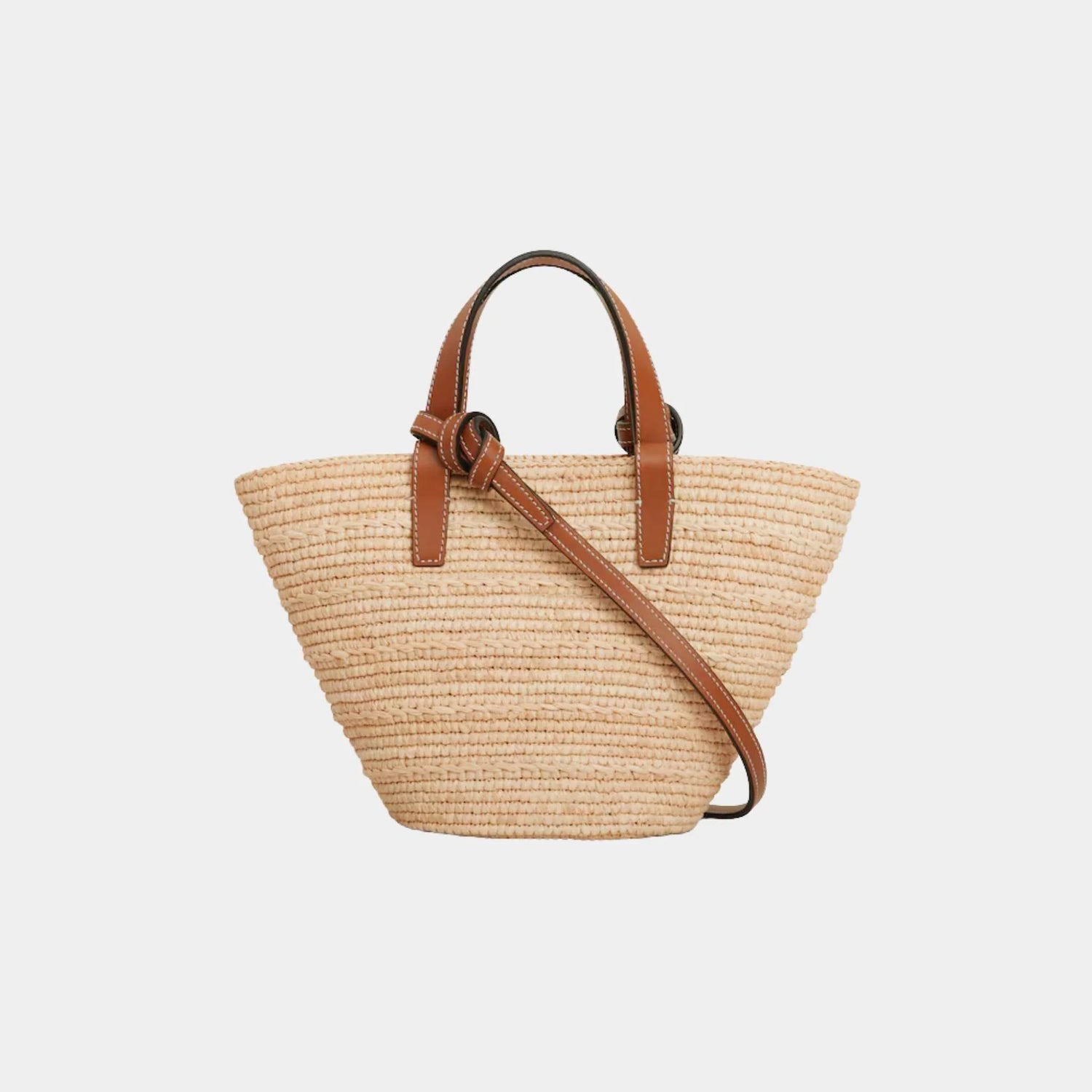 Celine Nano Supple Celine Classic Panier in Raffia and Calfskin, Naturel, Tan, Back