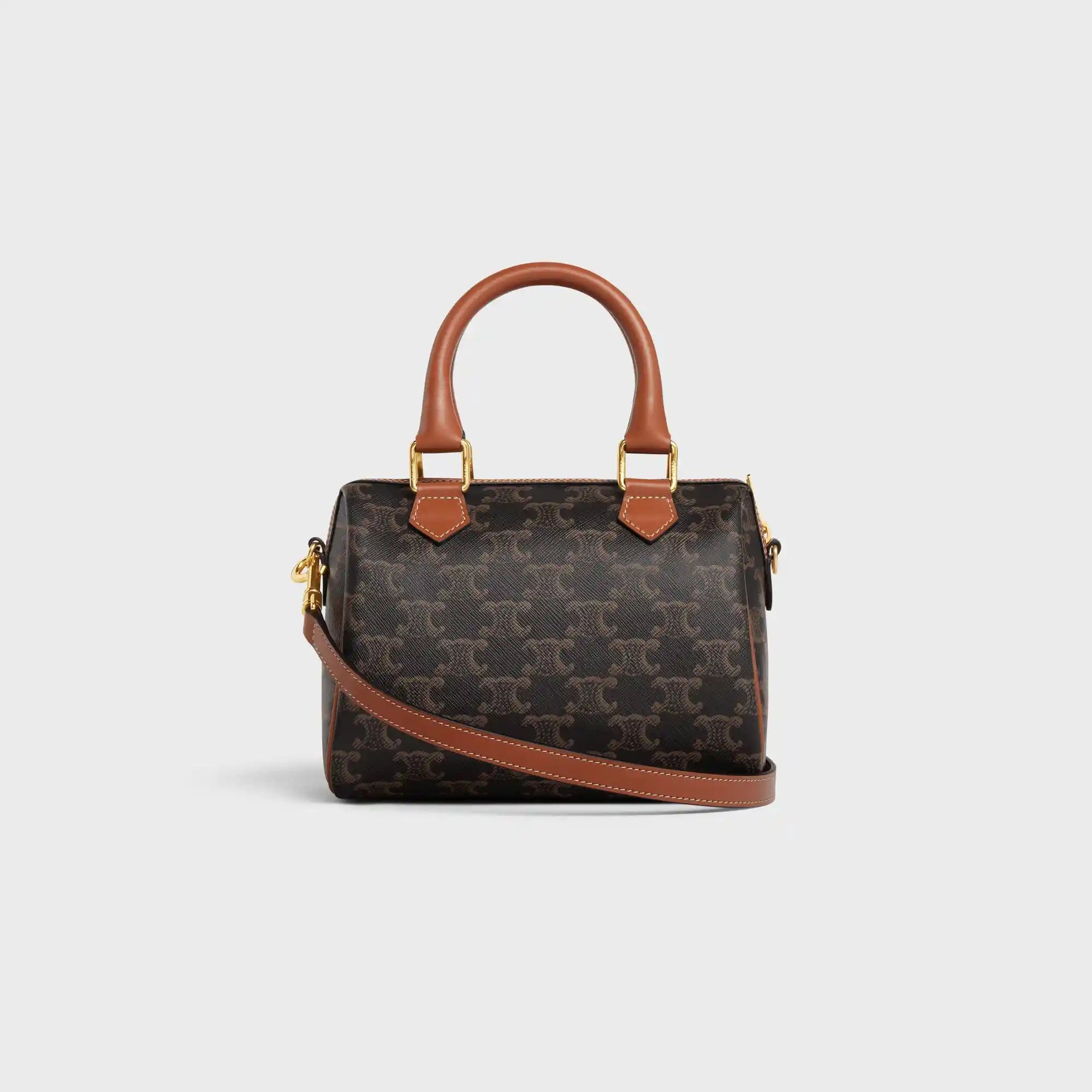 Celine Small Boston Bag In Triomphe Canvas And Calfskin, Back