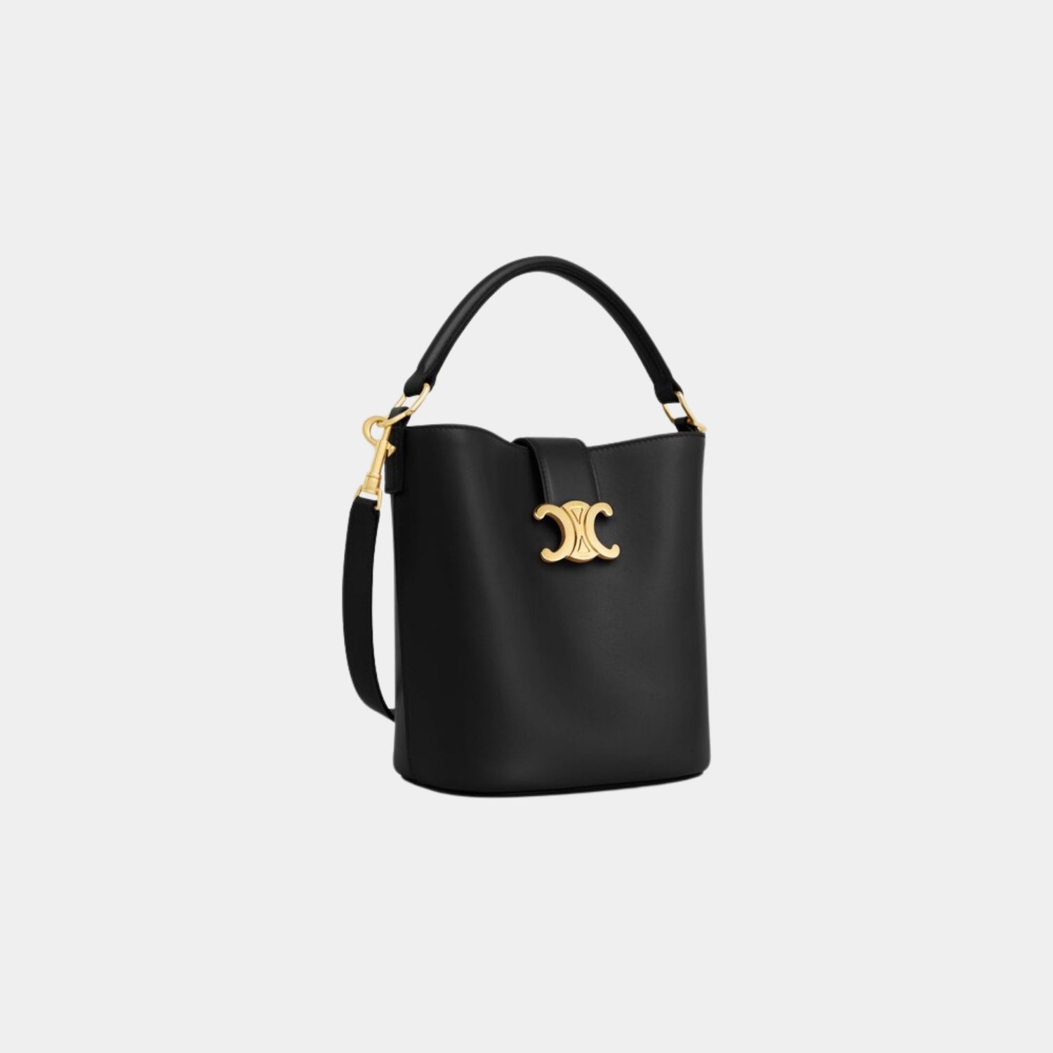 Celine Small Bucket Louise in Smooth Calfskin, Black, Side