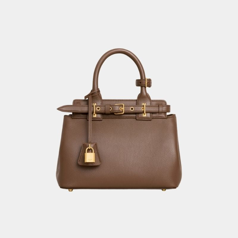 Celine Teen Celine Conti Bag In Supple Calfskin Handbag, GlazedBrown, FrontView