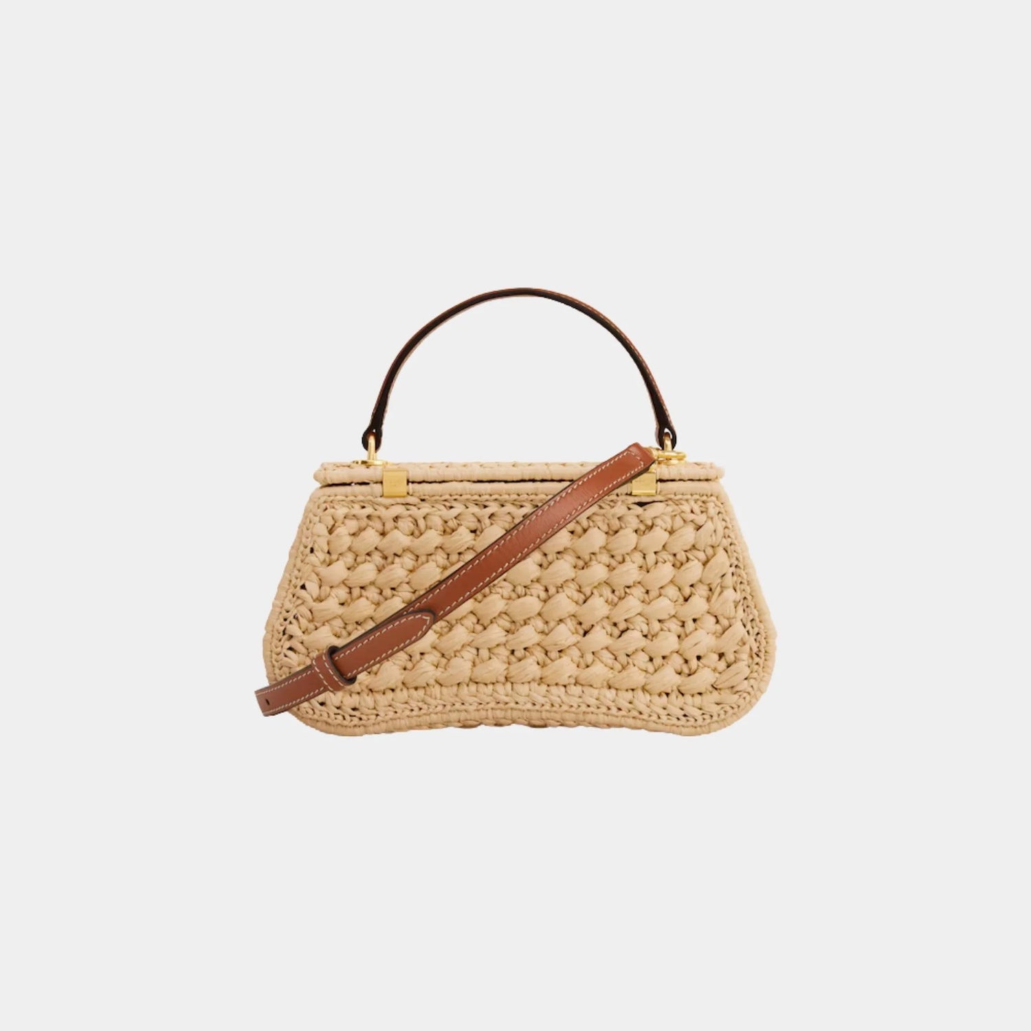 Celine Teen Celine Lola in Raffia Effect Textile, Naturel, Tan, Back