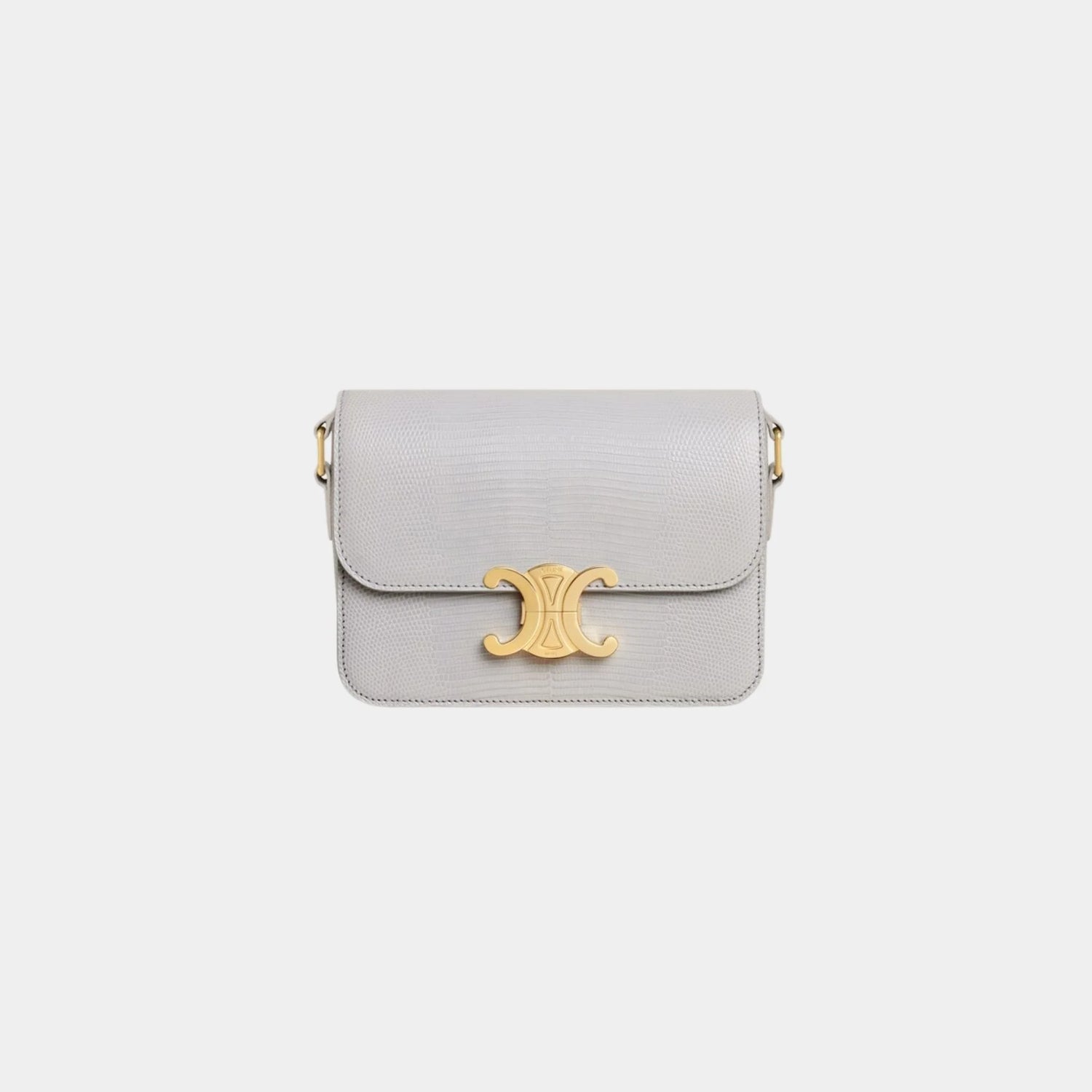 Celine Teen Triomphe Bag In Lizard, Cloudy Gray