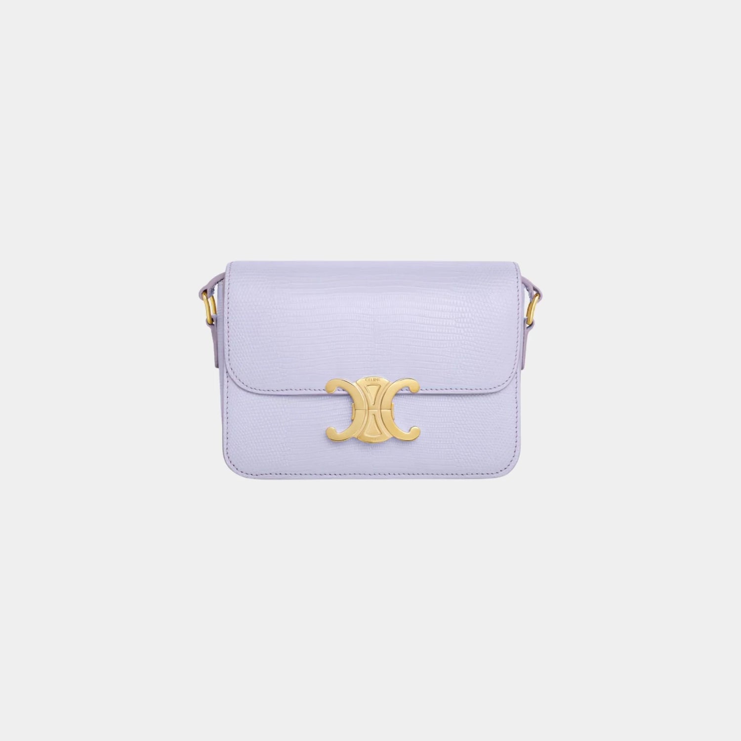 Celine Teen Triomphe Bag In Lizard, Light Lavender