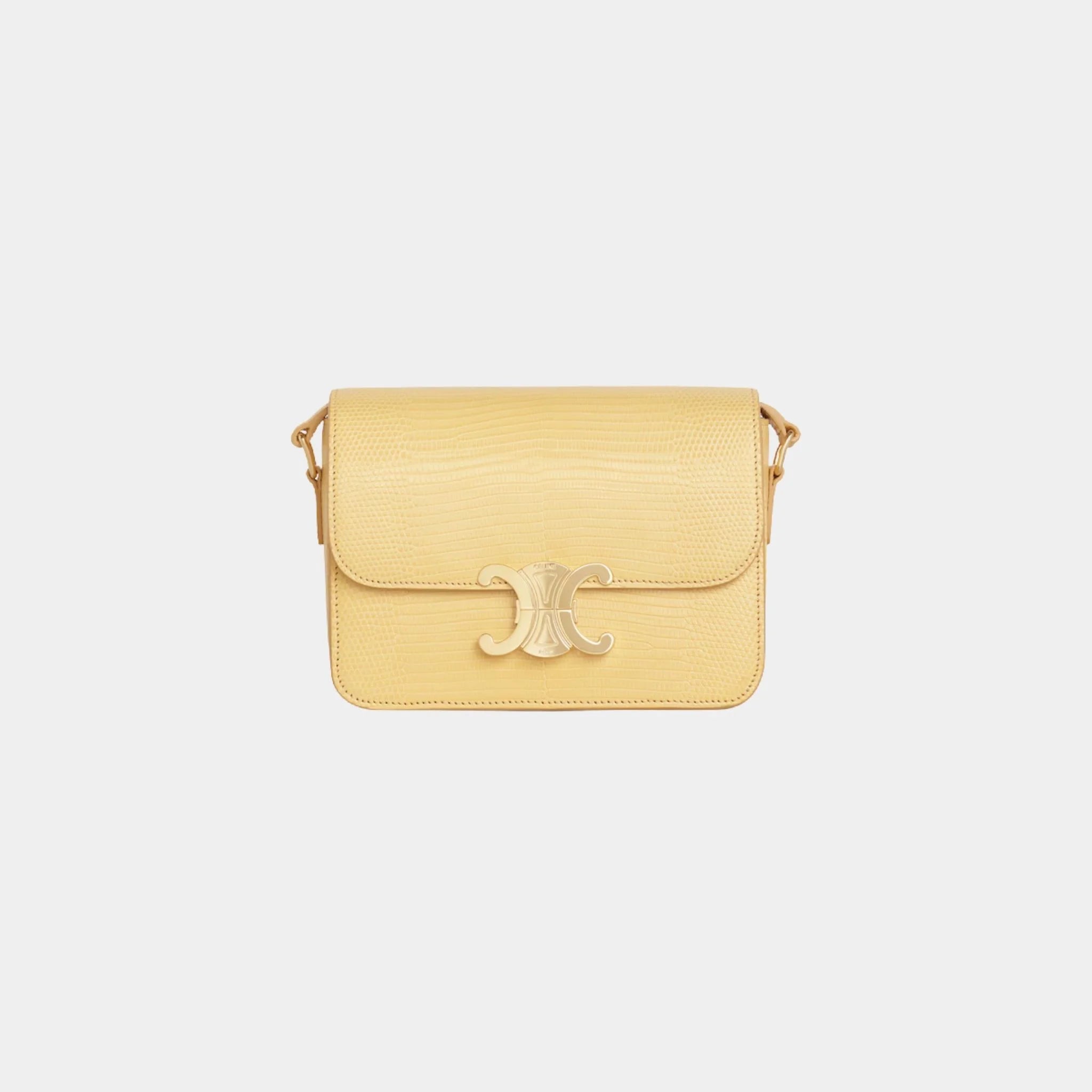 Celine Teen Triomphe Bag In Lizard, Pollen