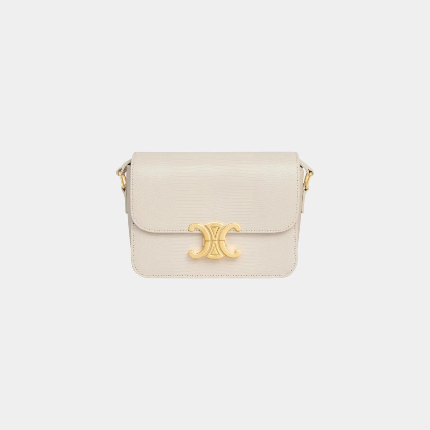 Celine Teen Triomphe Bag In Lizard, Rice