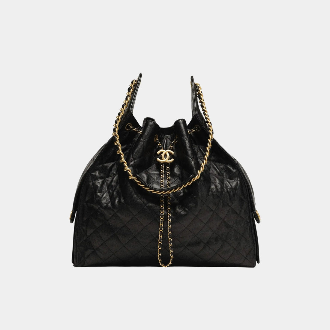 Chanel 25 Large Handbag, Grained Calfskin, Black