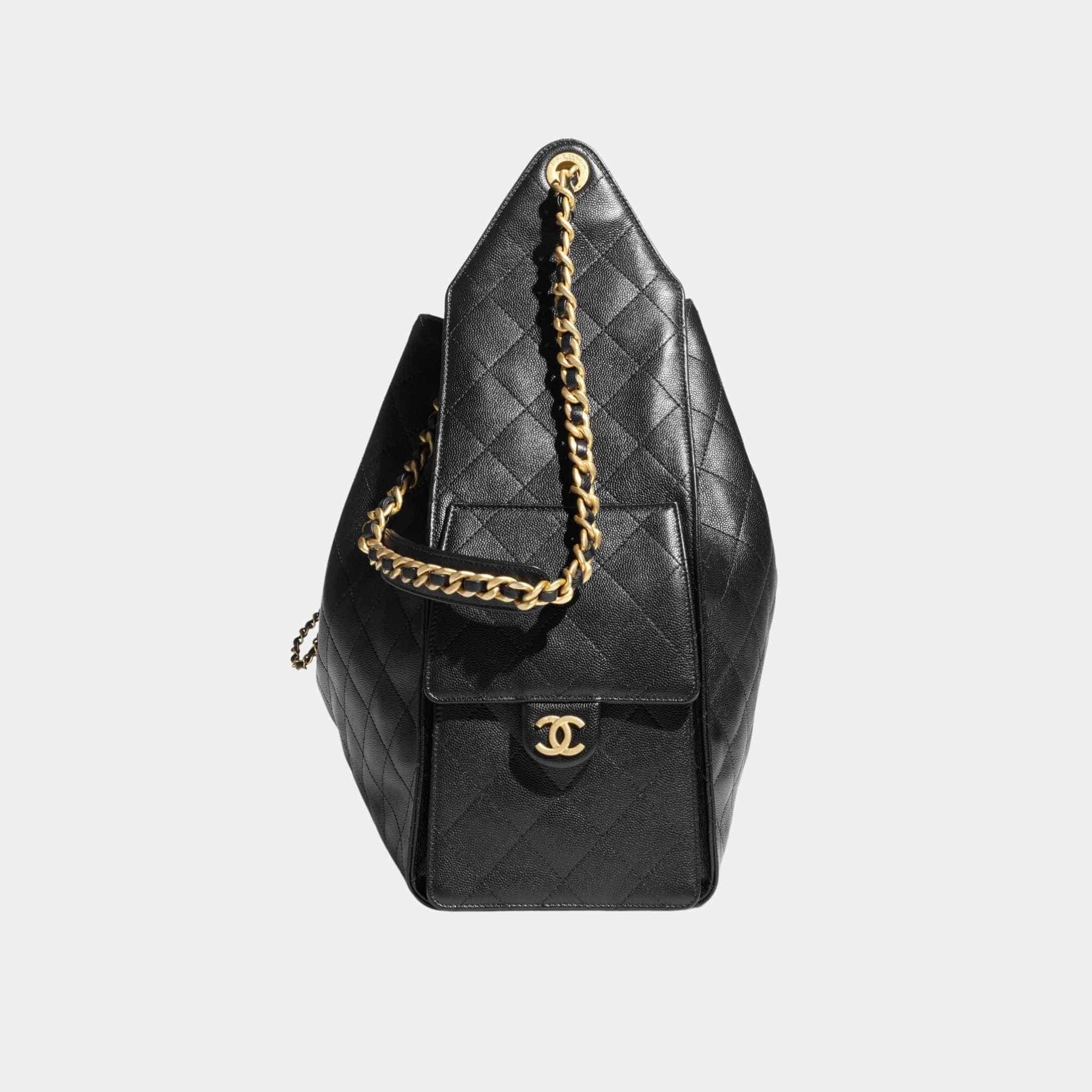 Chanel 25 Large Handbag Grained Calfskin And Gold-Tone Metal, Side