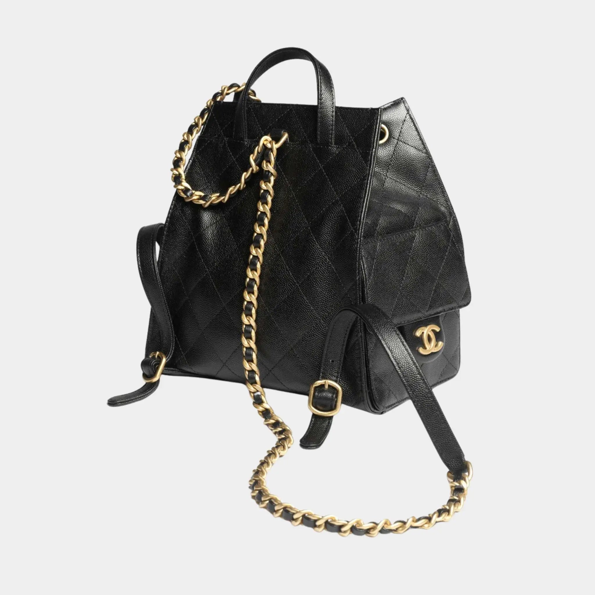 Chanel 25 Medium Backpack Grained Calfskin & Gold-Tone Metal, Back