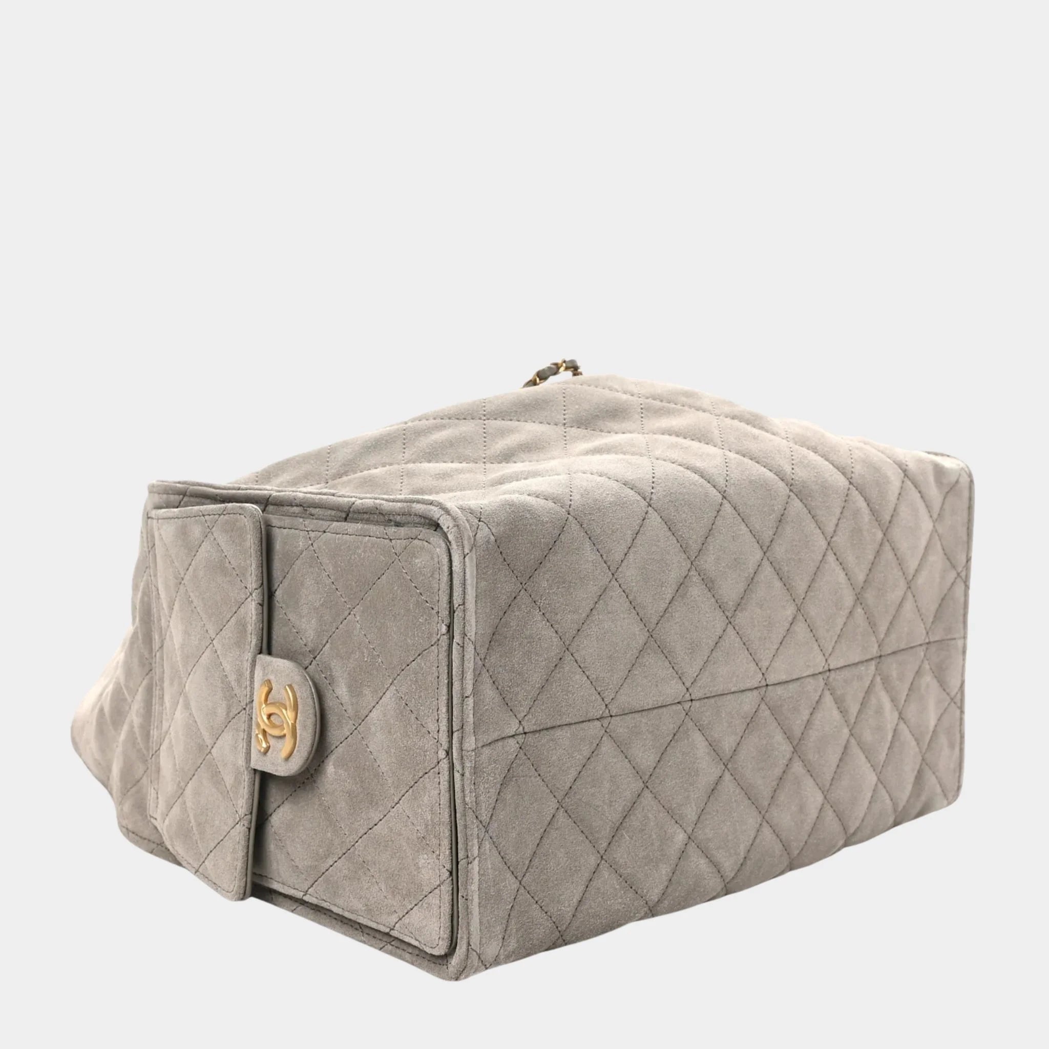 Chanel 25 Medium Handbag Suede & Gold Tone Metal