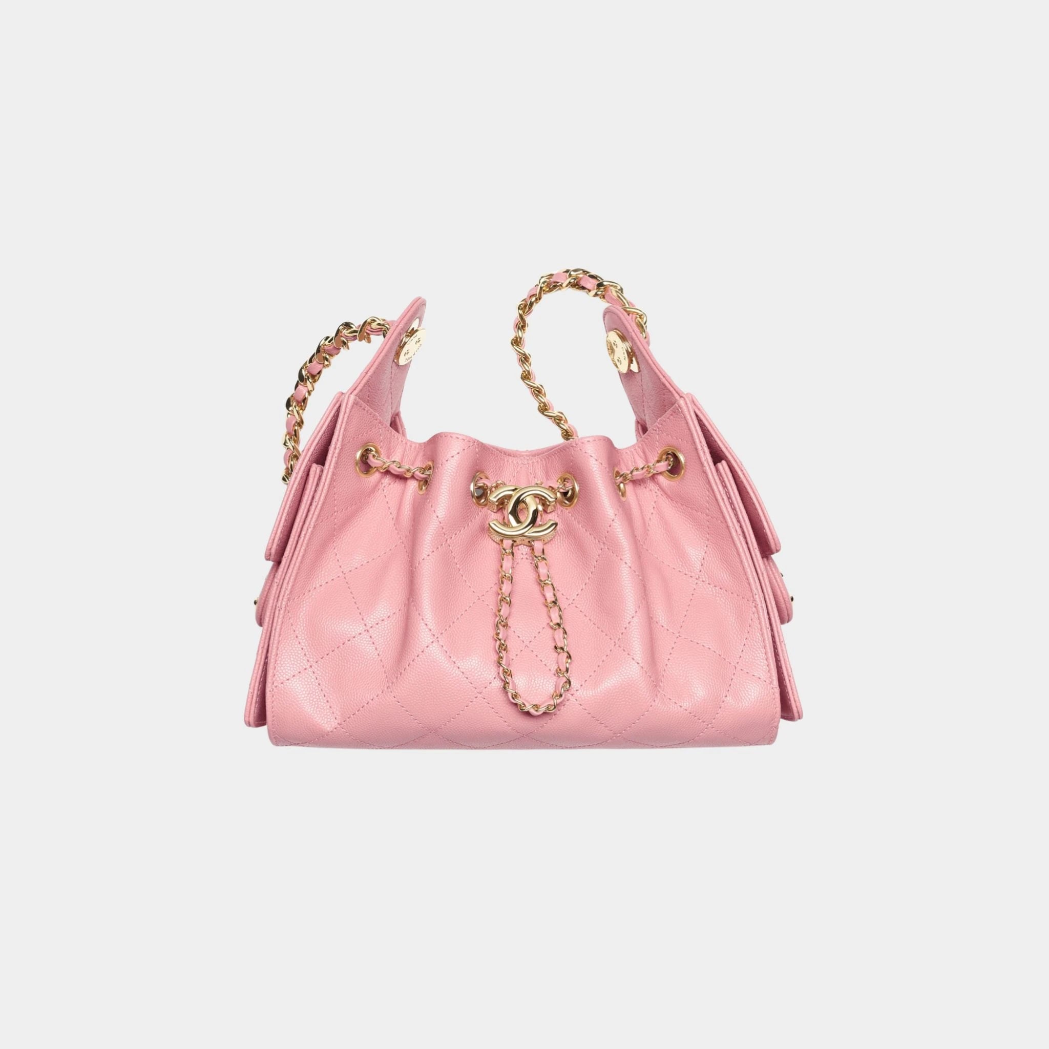 Chanel 25 Mini Handbag Gained Calfskin & Gold-Tone Metal Light Pink