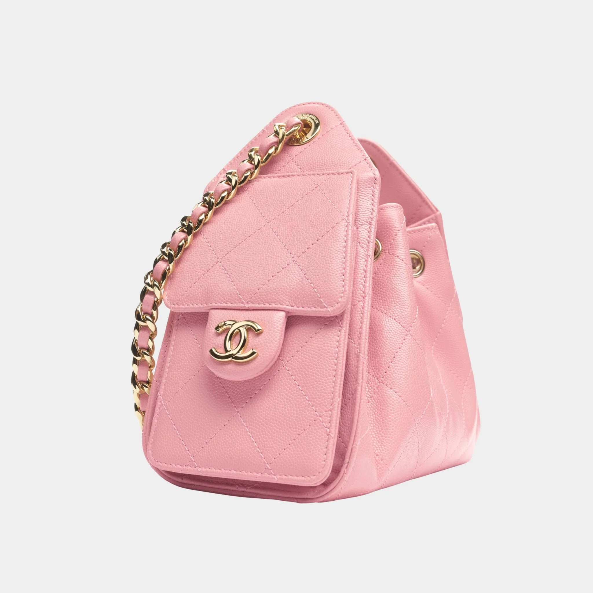 Chanel 25 Mini Handbag Gained Calfskin & Gold-Tone Metal Light Pink
