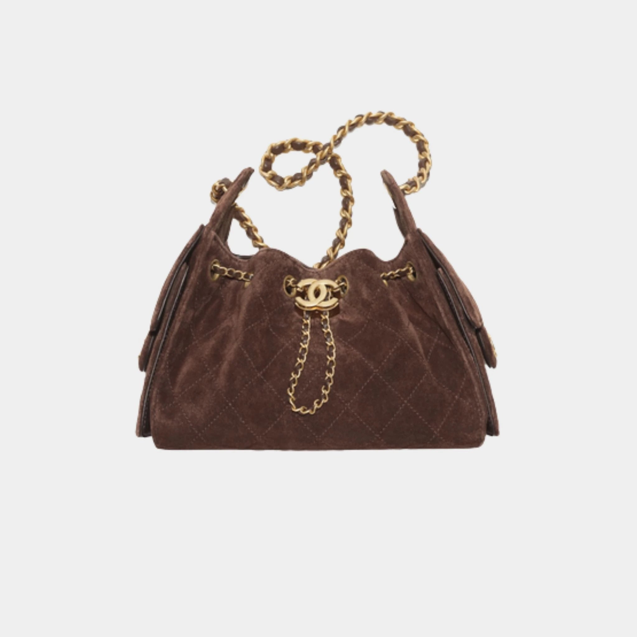 25 Mini Handbag Suede Calfskin & Gold Metal