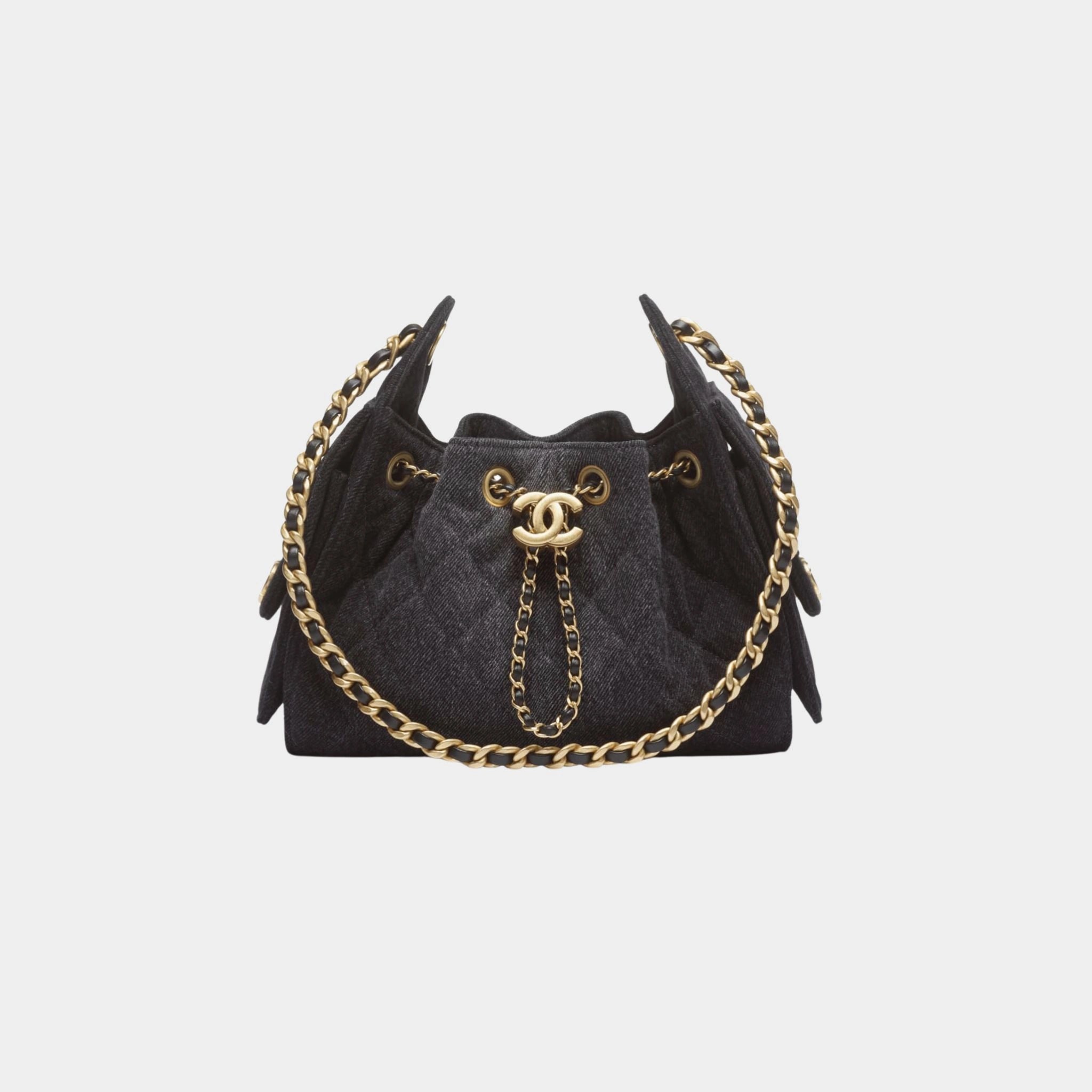 Chanel 25 Mini Handbag Washed Denim & Gold Tone Metal, Blue