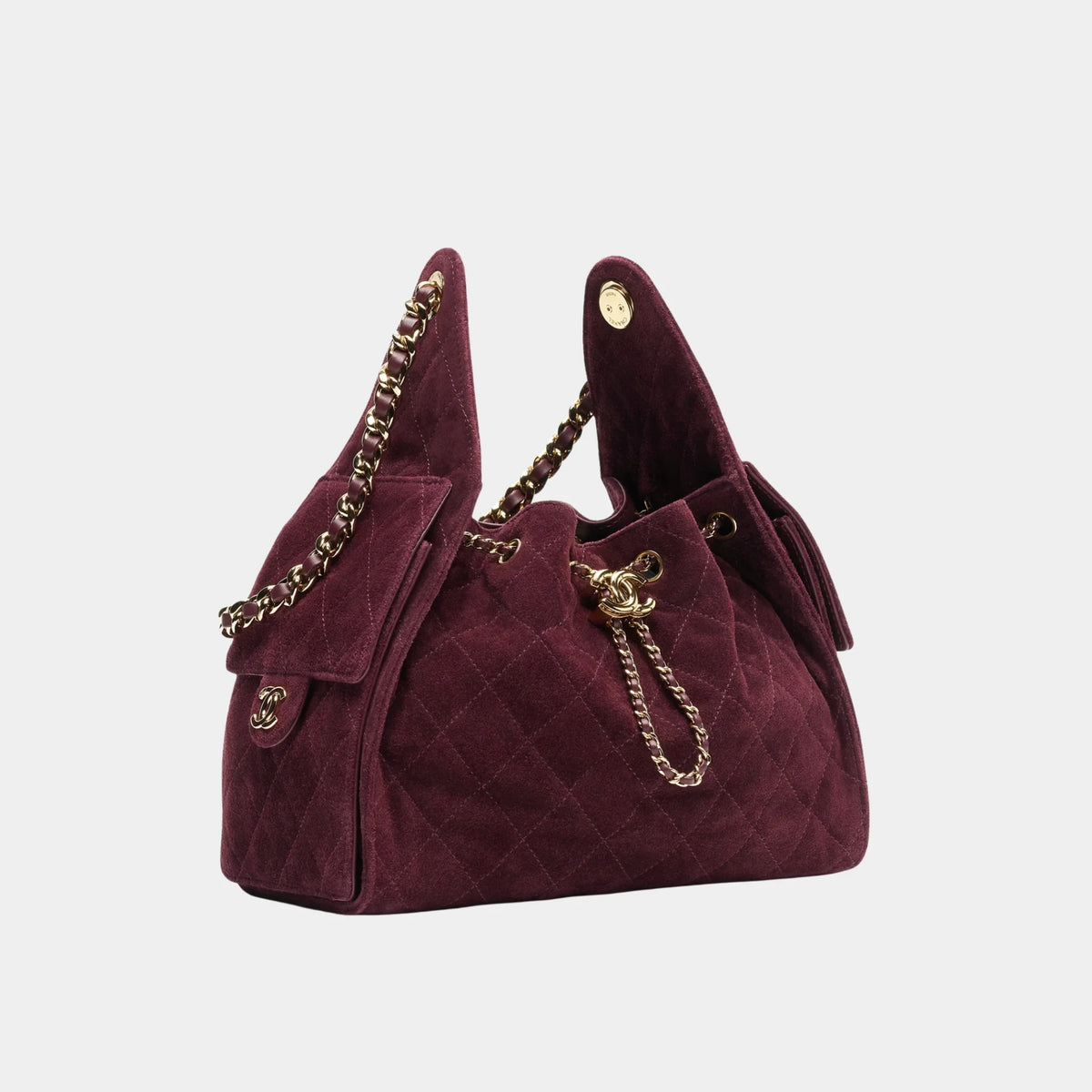 Chanel 25 Small Handbag 25 Suede Calfskin & Gold-Tone Metal Burgundy