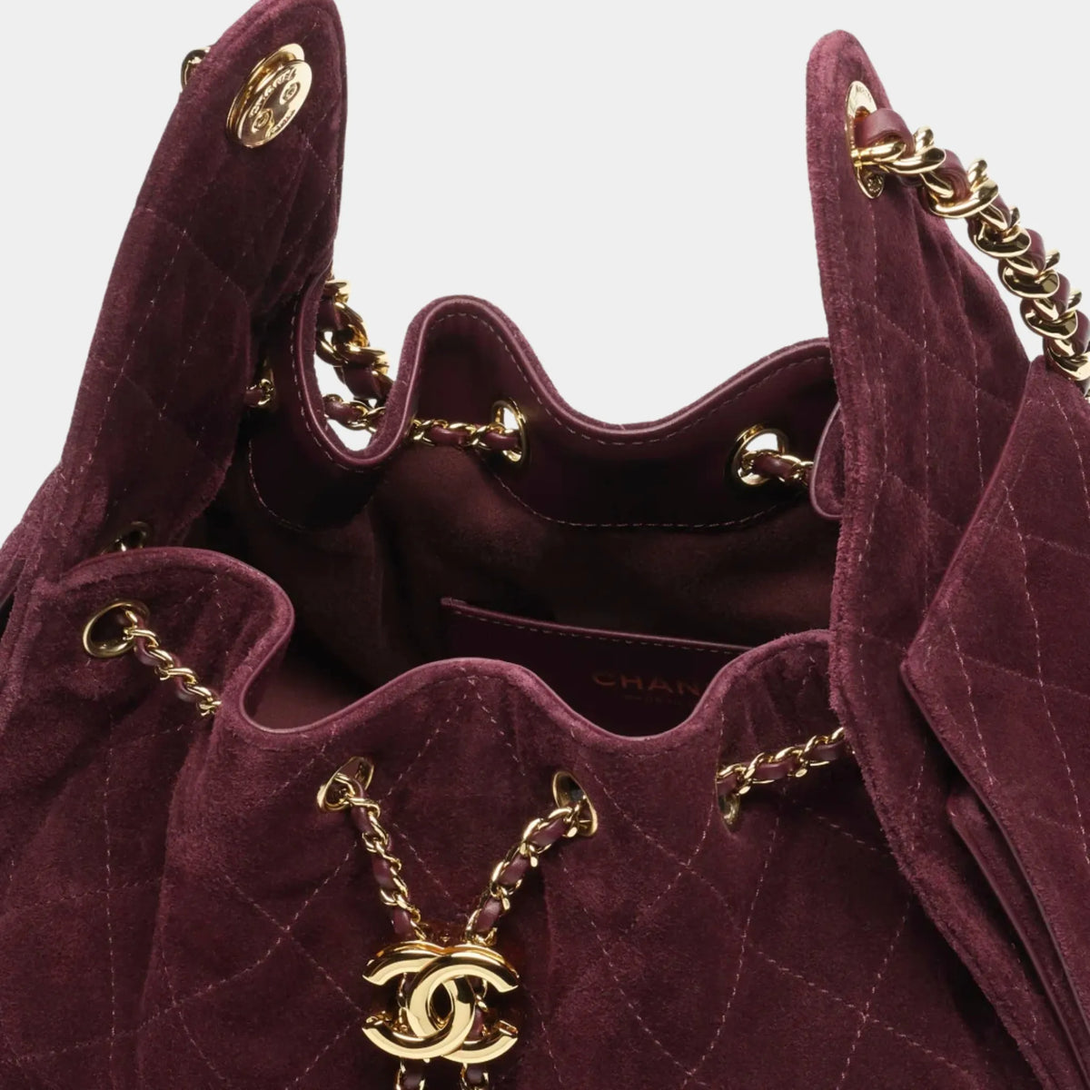 Chanel 25 Small Handbag 25 Suede Calfskin & Gold-Tone Metal Burgundy