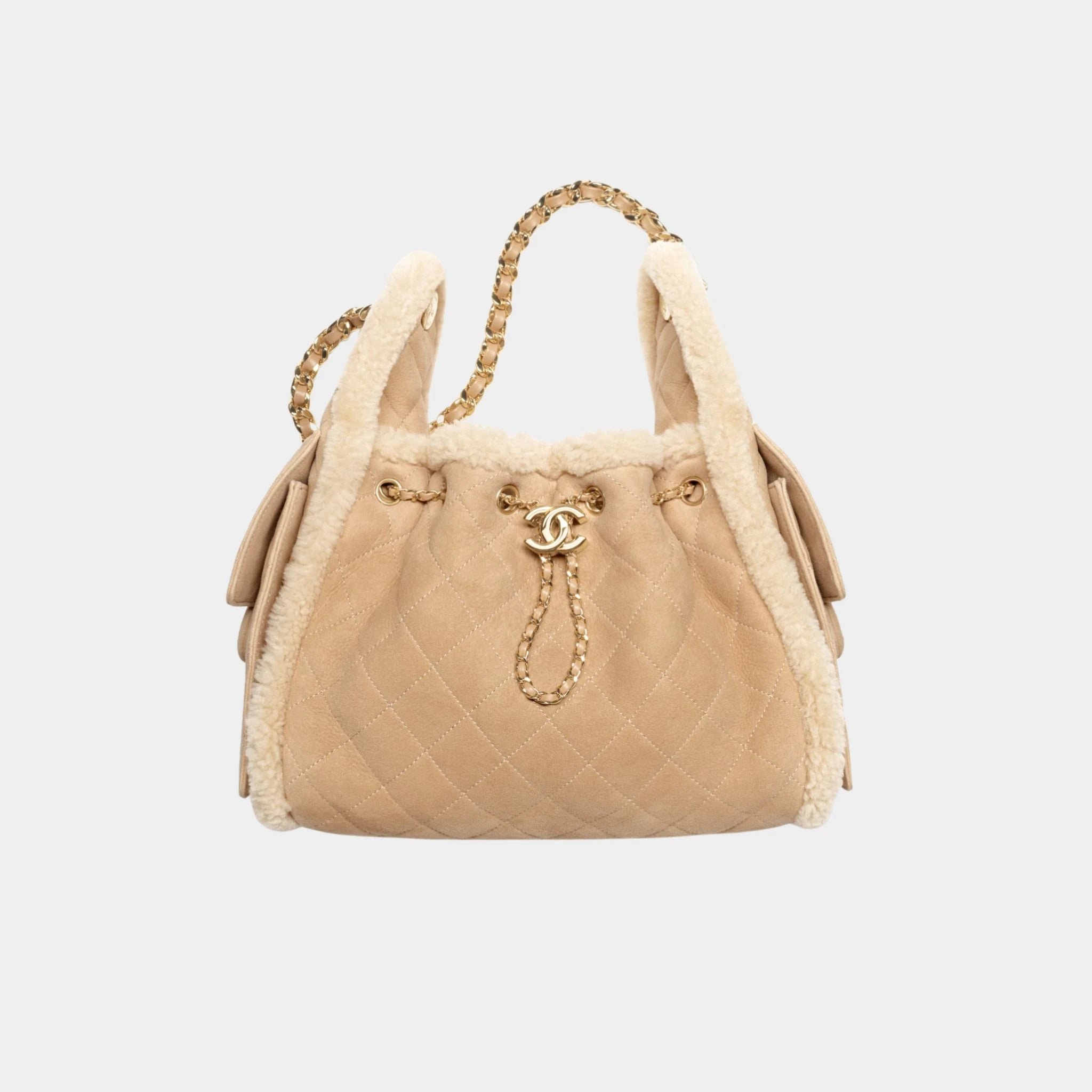 Chanel 25 Small Handbag Shearling Sheepskin & Gold-Tone Metal
