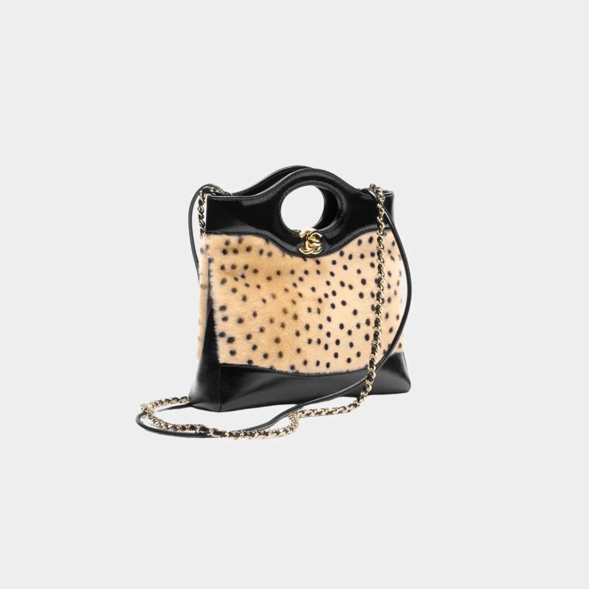 Chanel 31 Mini Tote in Light Beige & Black Lambskin, Front Side