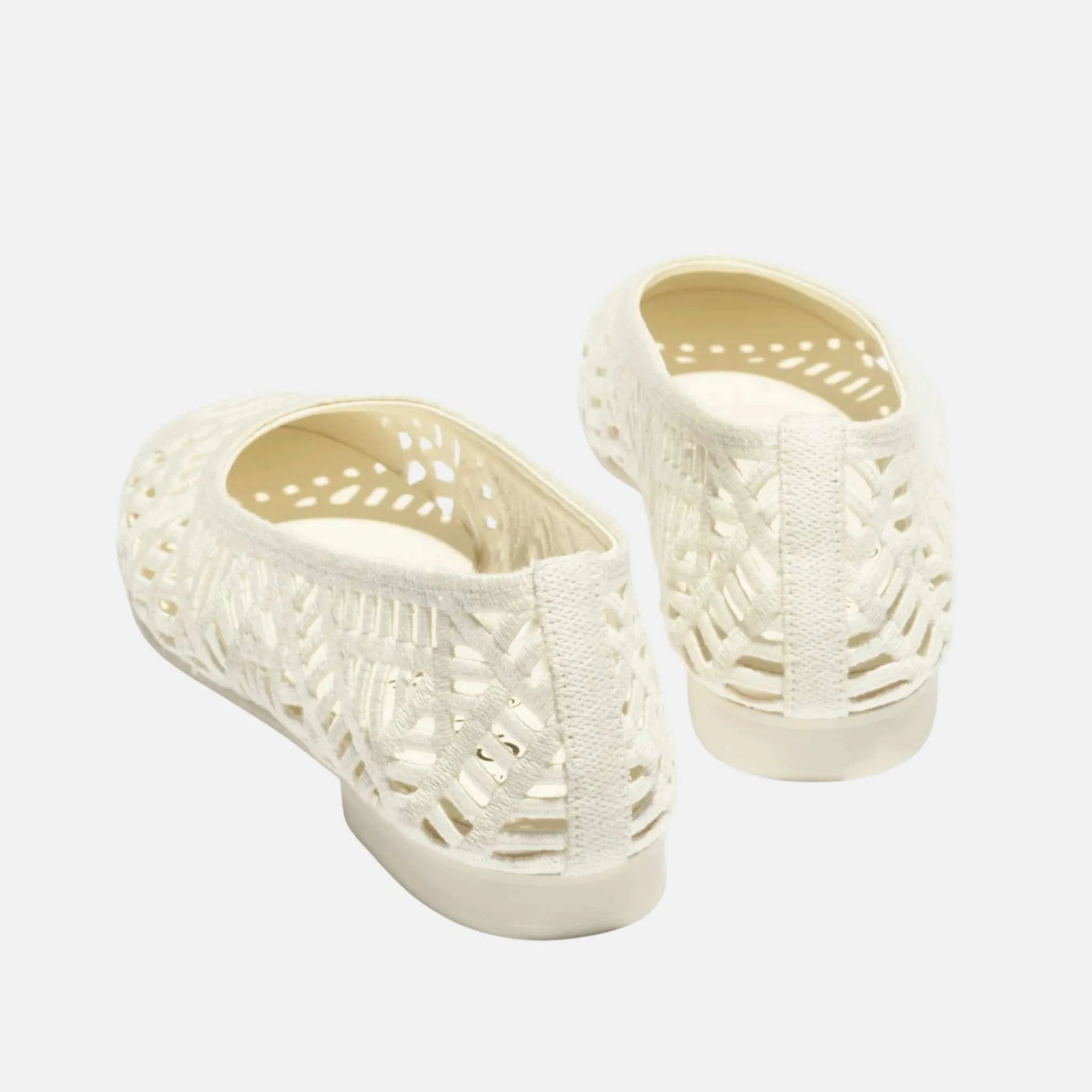 Chanel Ballet Flats in Embroidered Cotton, Ivory, Back