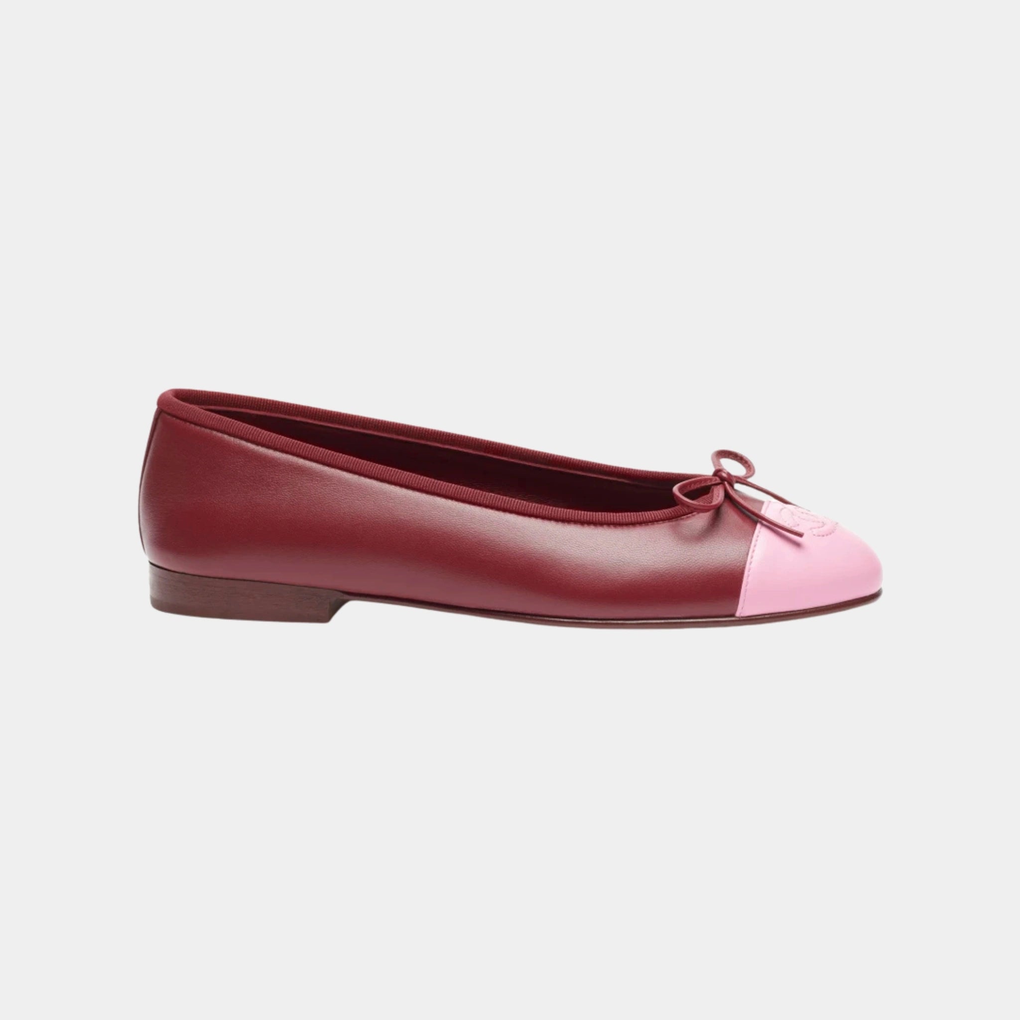 Chanel Ballet Flats in Lambskin Burgundy & Pink, Side
