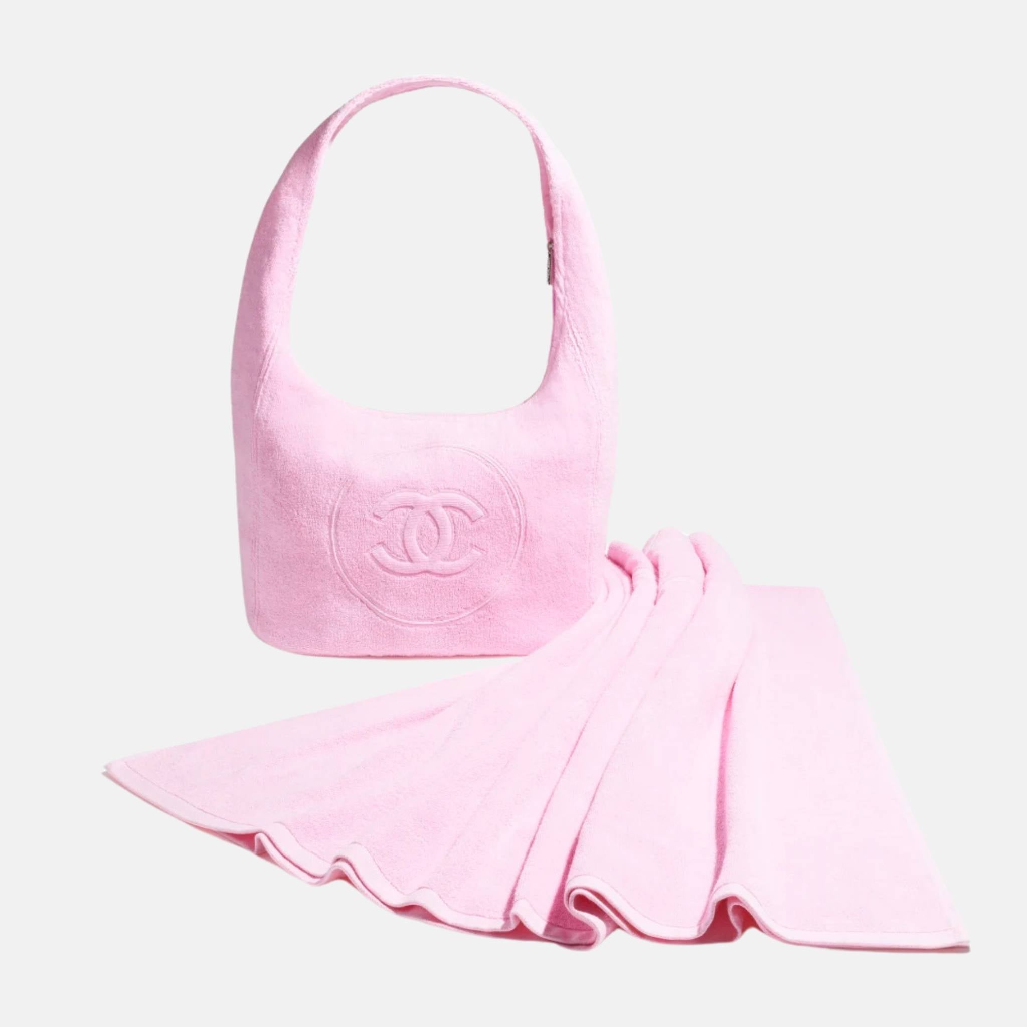 Chanel Beachwear Set In Cotton From Coco Beach 2025 Collection, Pink, Set