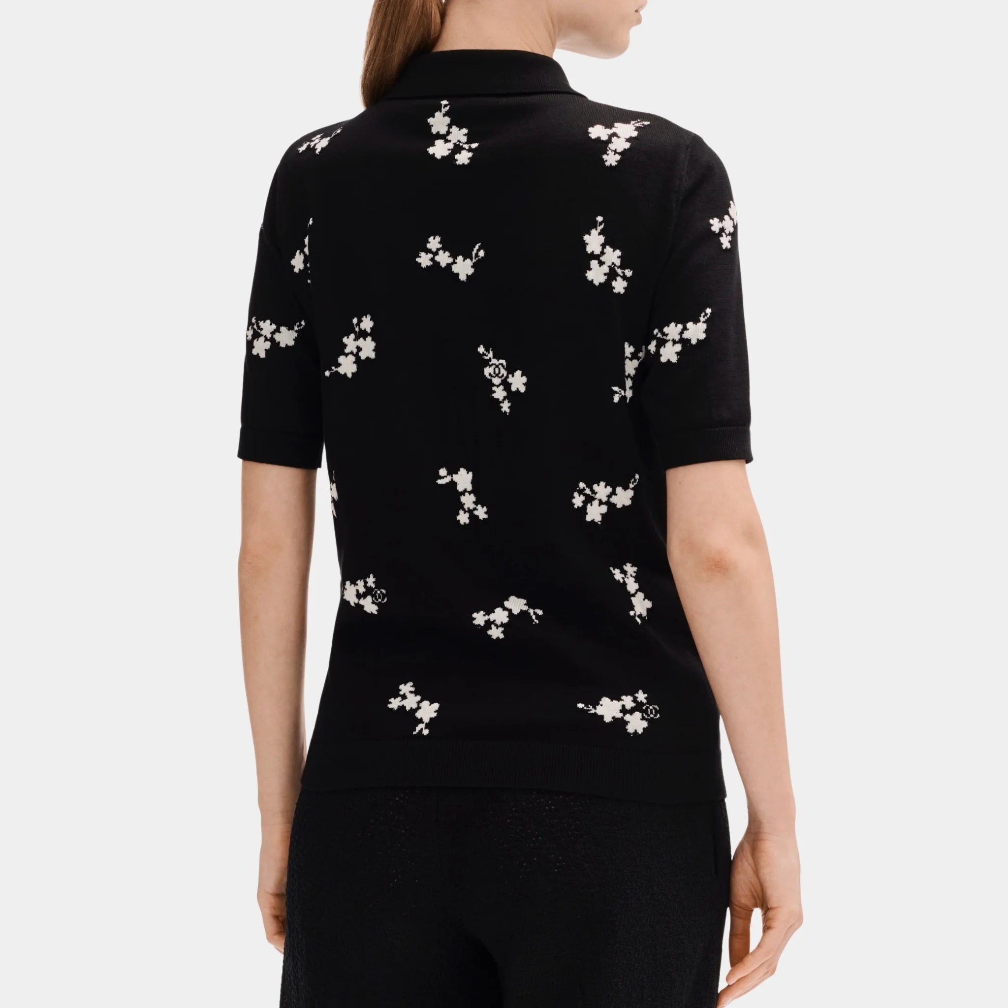 Chanel Black and White Polo in Cotton and Silk, Back