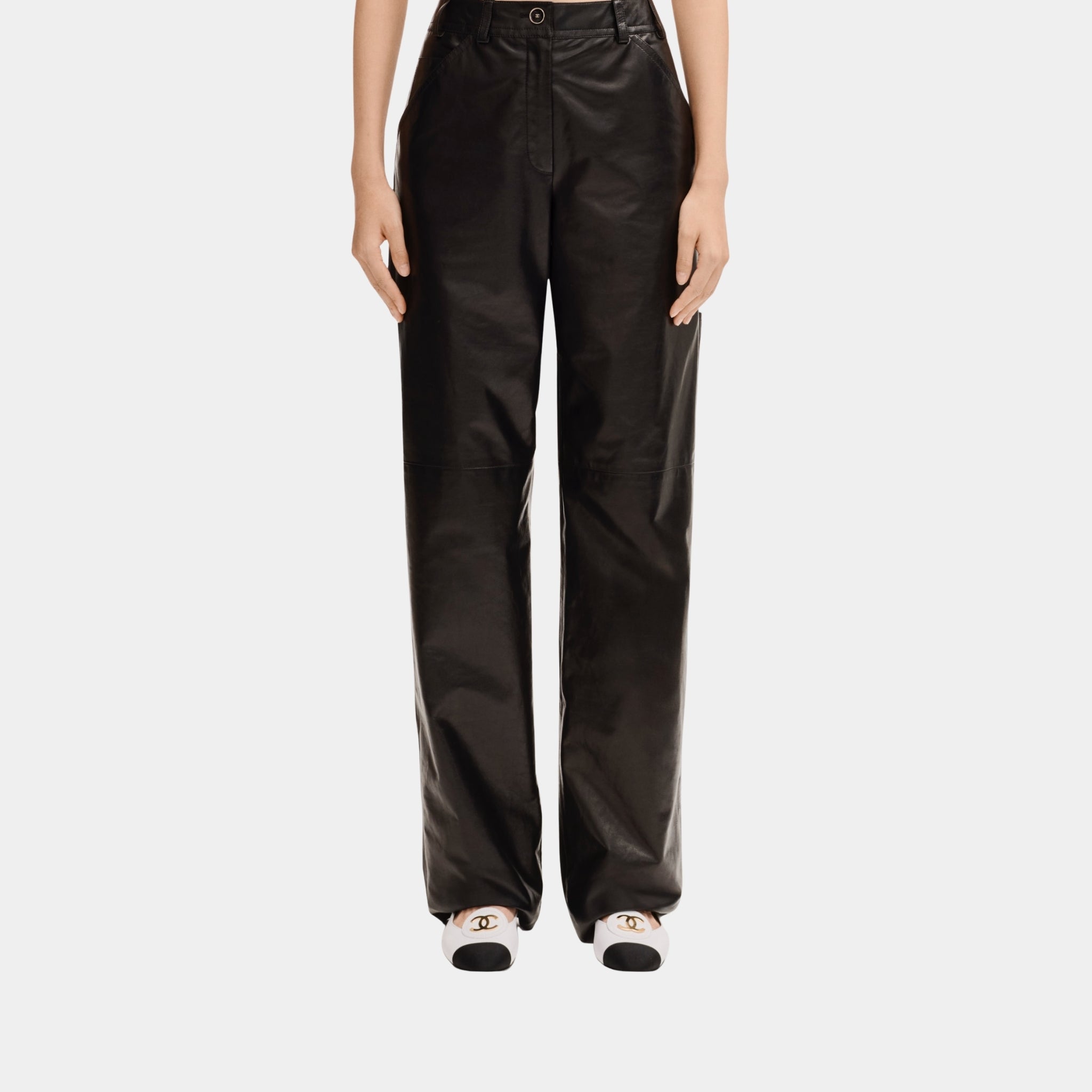 Chanel Black Trousers in Lambskin, Front