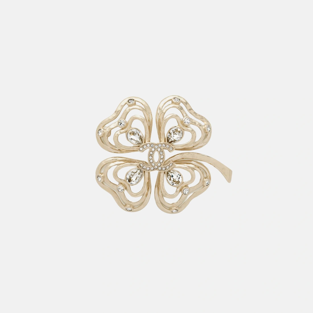 Chanel Brooch in Metal and Diamantes