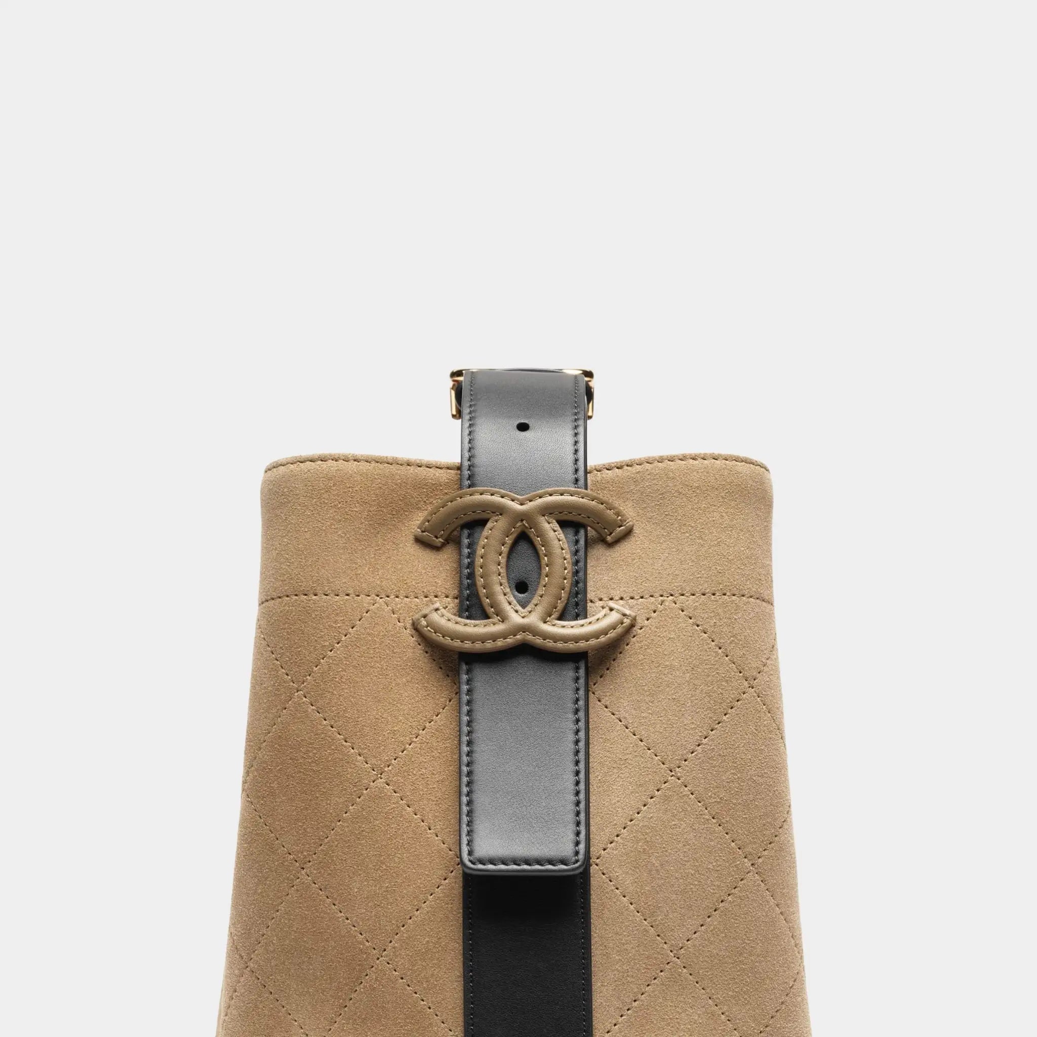 Bucket Bag Suede Calfskin, Calfskin & Gold-Tone Metal