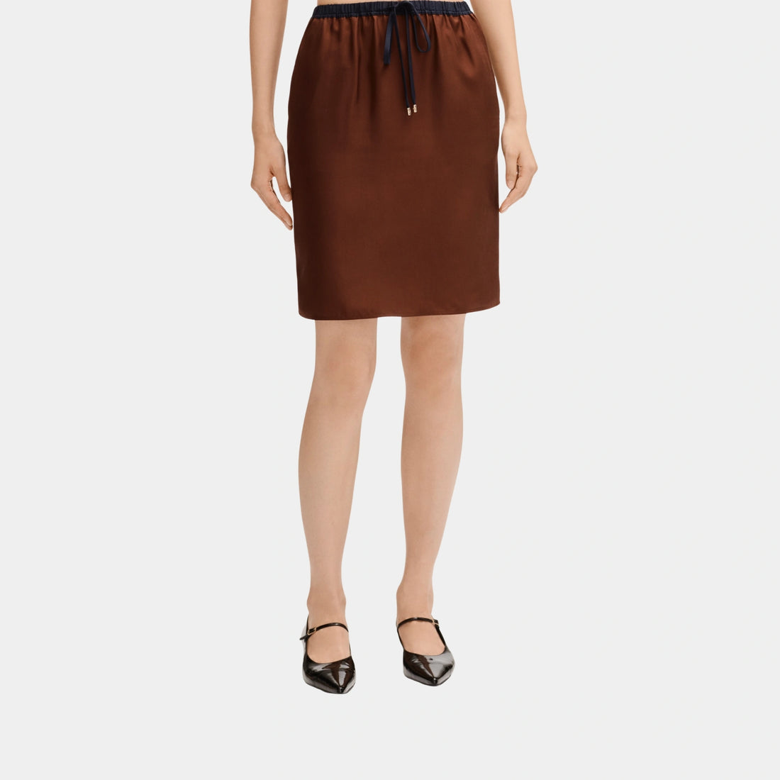 Chanel Burgundy Skirt in Silk Twill, Front