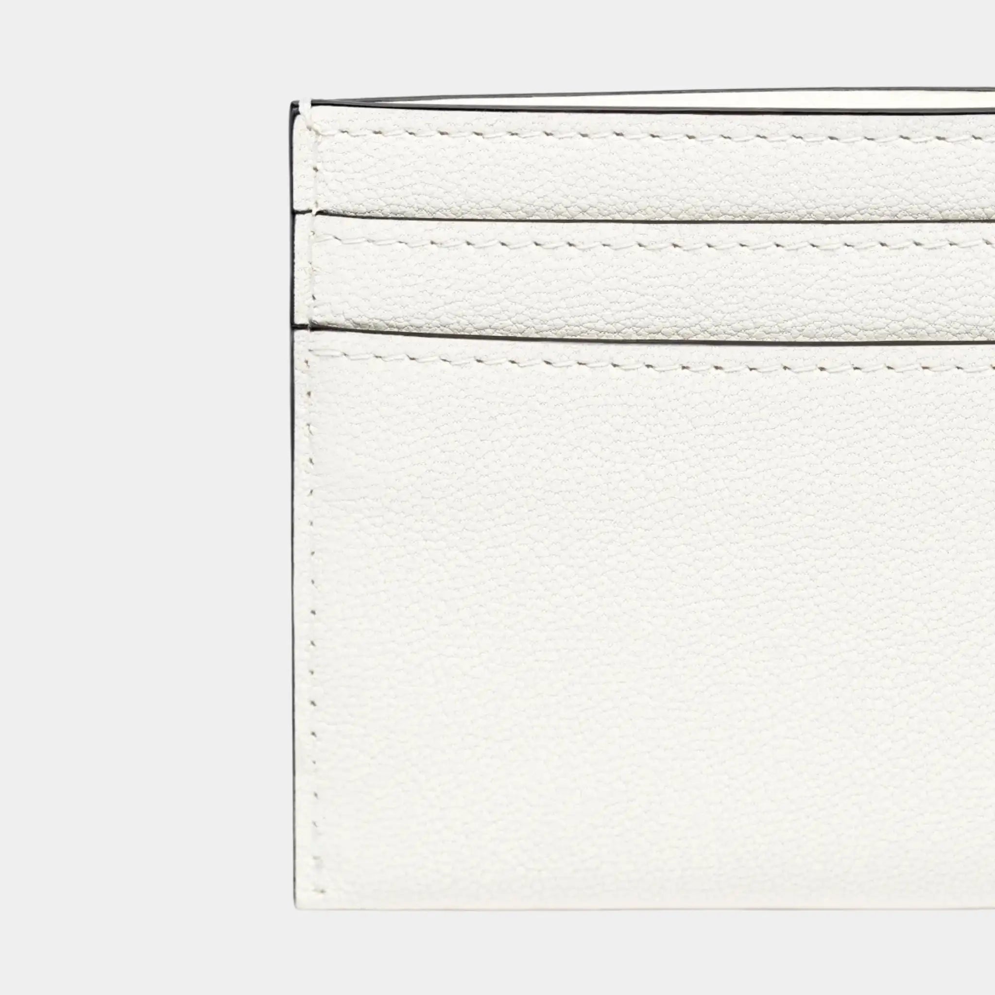 Chanel Card Holder in Grained Goatskin & Gold Metal, White, Back