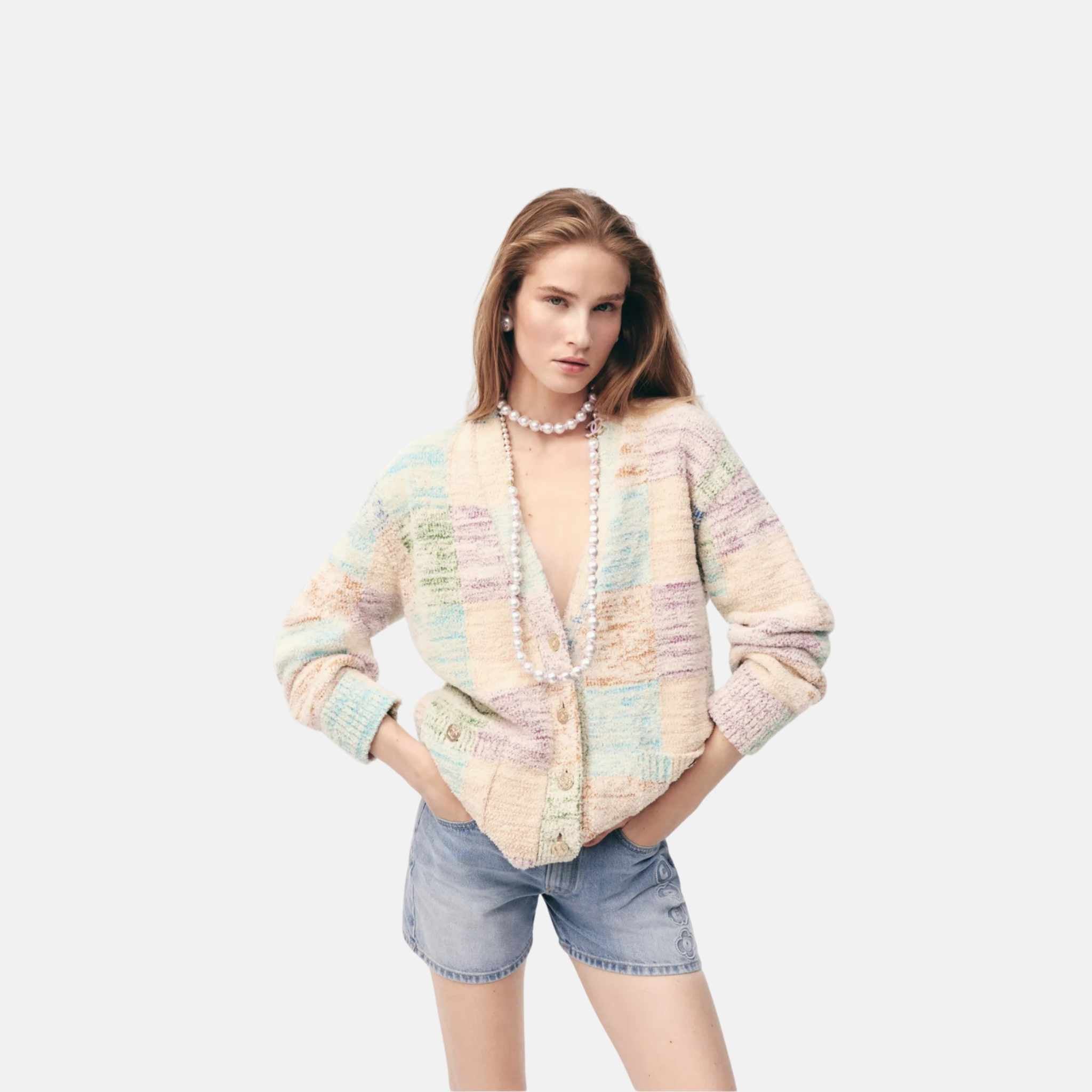 Chanel Cardigan In Cotton And Mixed Fibres Coco Beach Collection, Front
