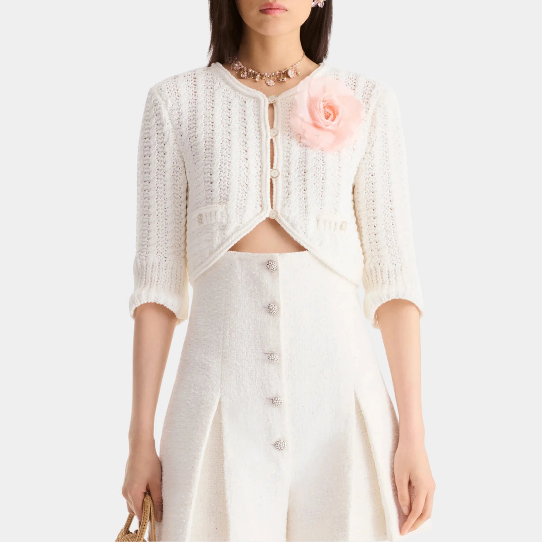 Chanel Cardigan in White Cotton, Front